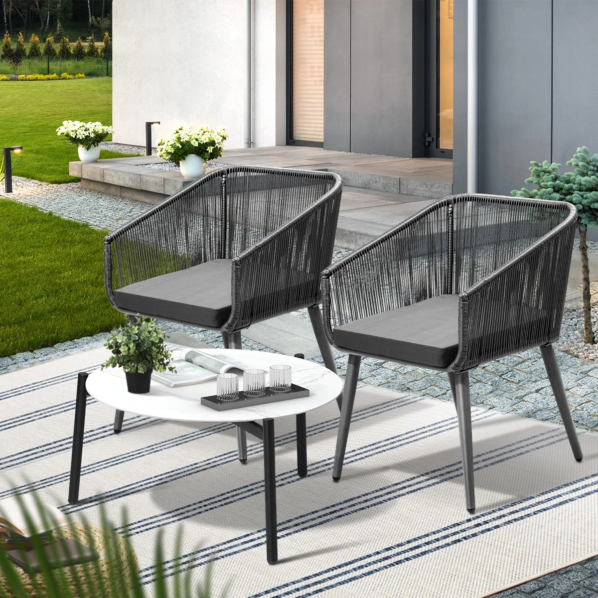 4 Livsip Outdoor Lounge Setting Furniture 3 Piece Patio Set - Multi, 4 of 9
