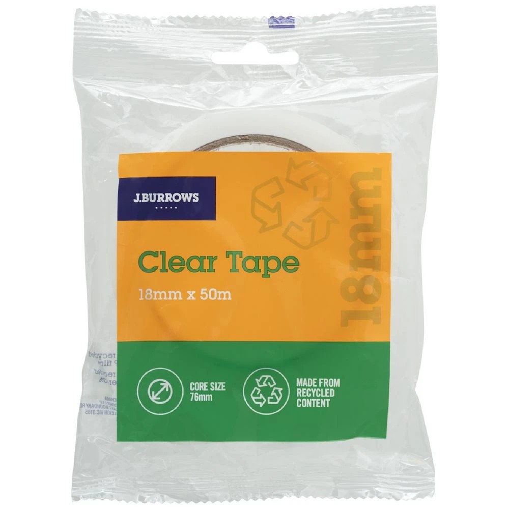 1 J.Burrows Clear Tape Roll 18mmX50m, 1 of 2