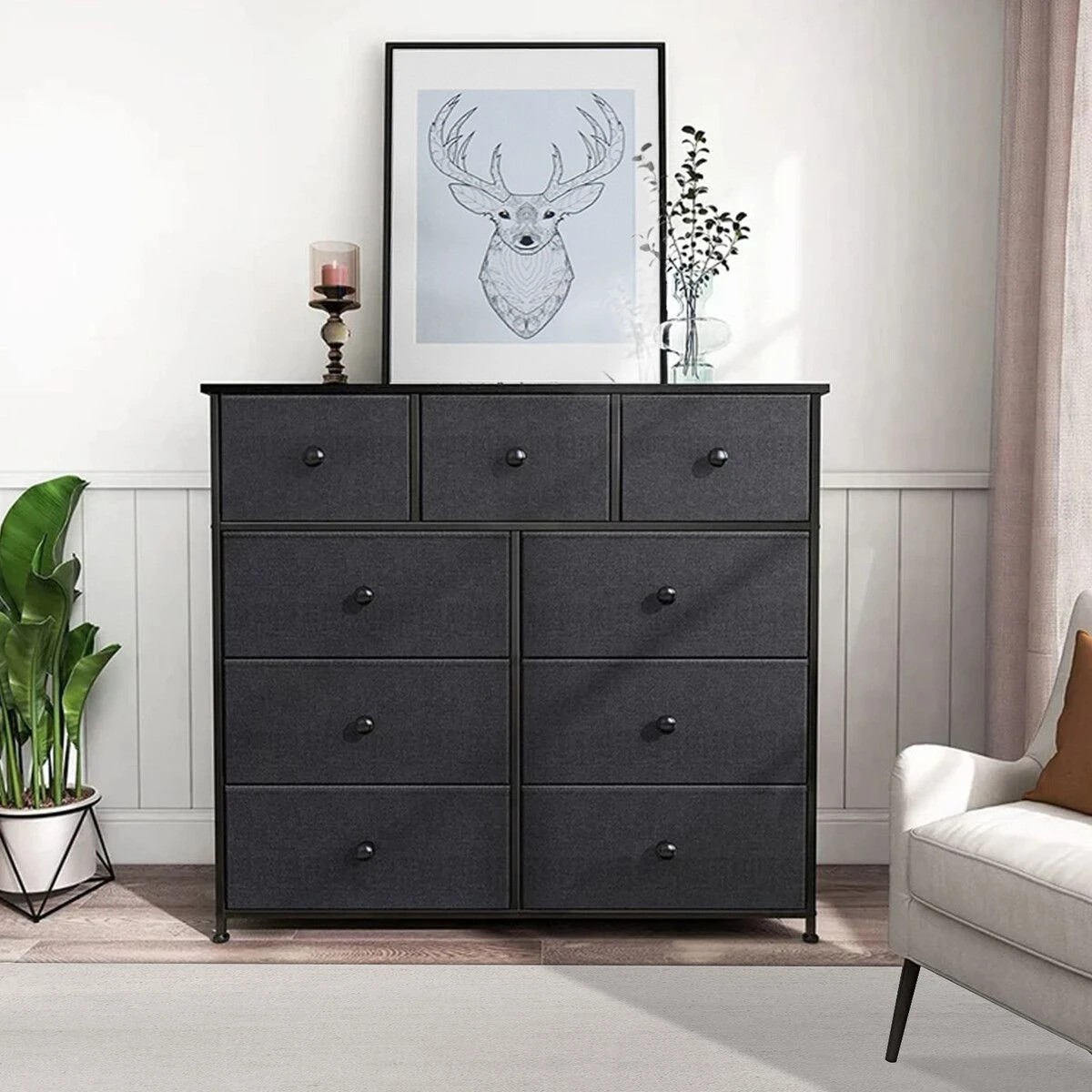 5 Ausway Wide Chest of 9 Drawers Tall Dresser Tallboy Closet Organizer Storage, 5 of 8