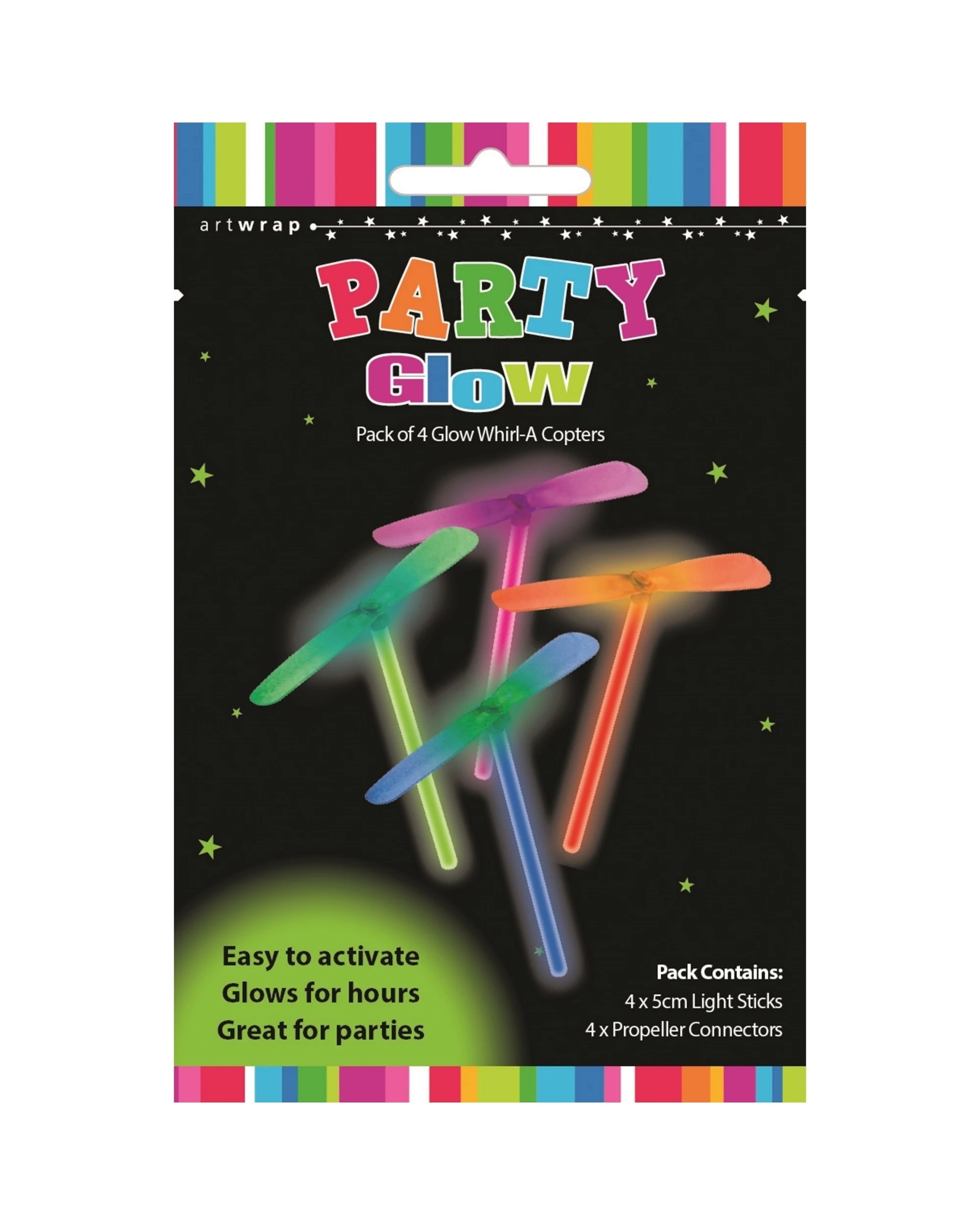 1 Artwrap Glow Whirl-A-Copters Pack of 4 - Multi, 1 of 1