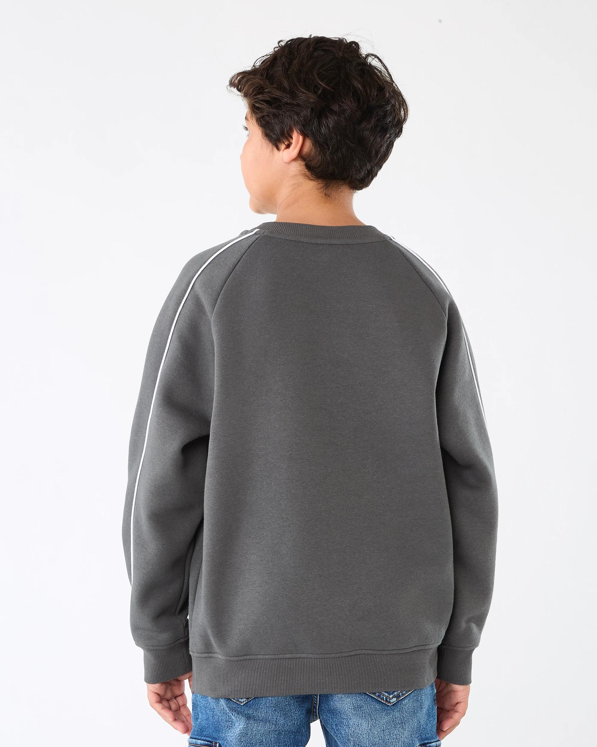 2 Oversized Pipe Detail Crew Neck Sweatshirt Gry Moto, 2 of 9
