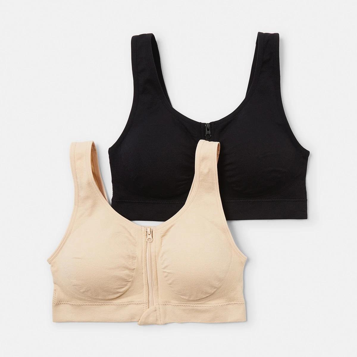 1 2 Pack Wirefree Post Surgery Crop BLACK, BEIGE, 1 of 8