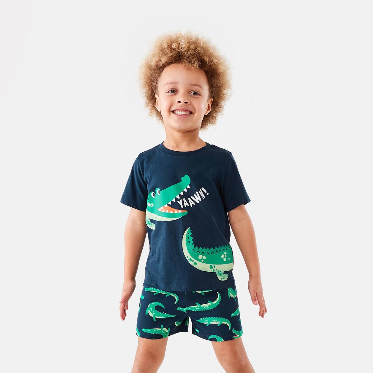 1 Short Sleeve Jersey Knit Pyjama Set Crocdrsblu, 1 of 10