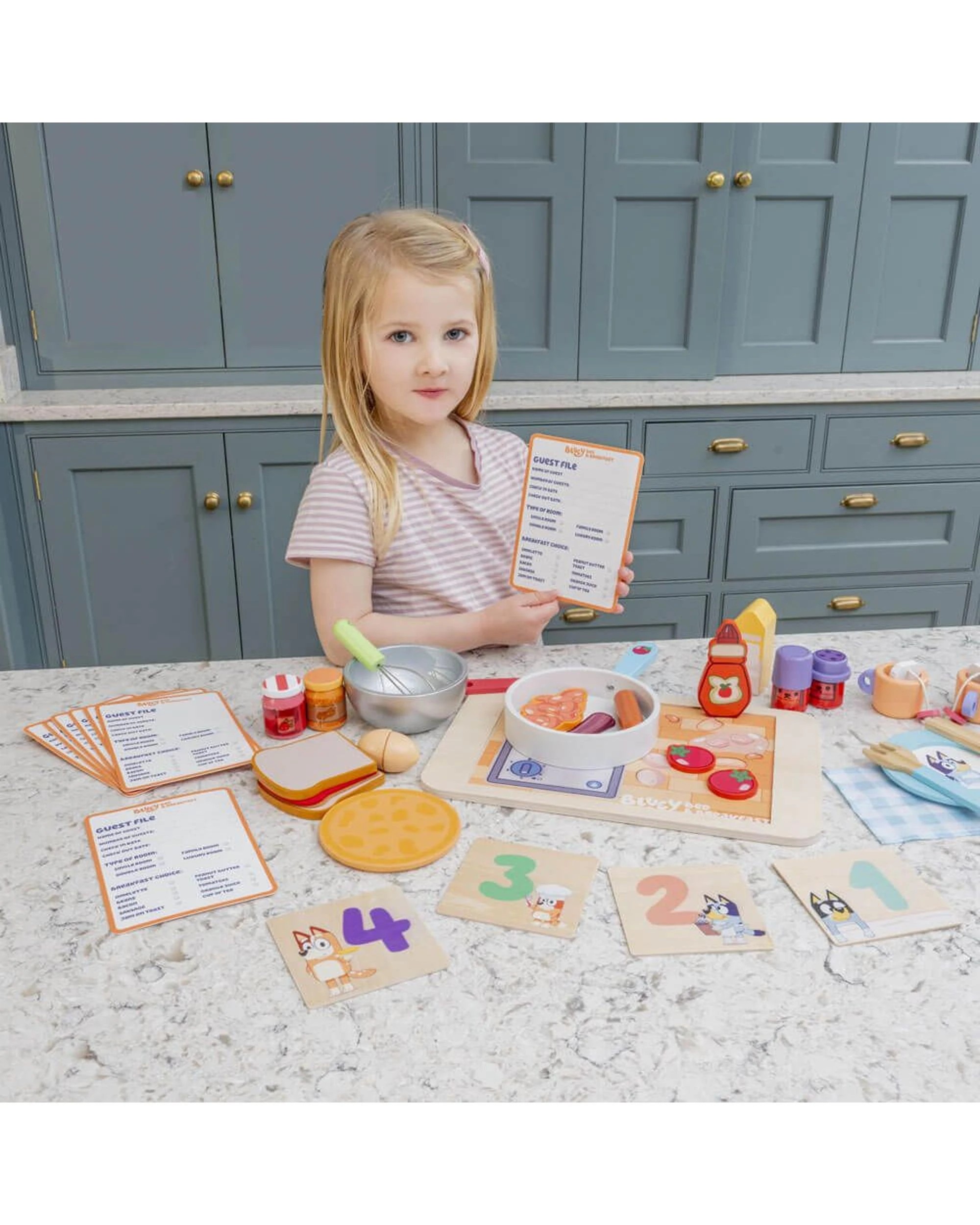 5 Bluey Wooden Hotel Breakfast Tray Playset, 5 of 5