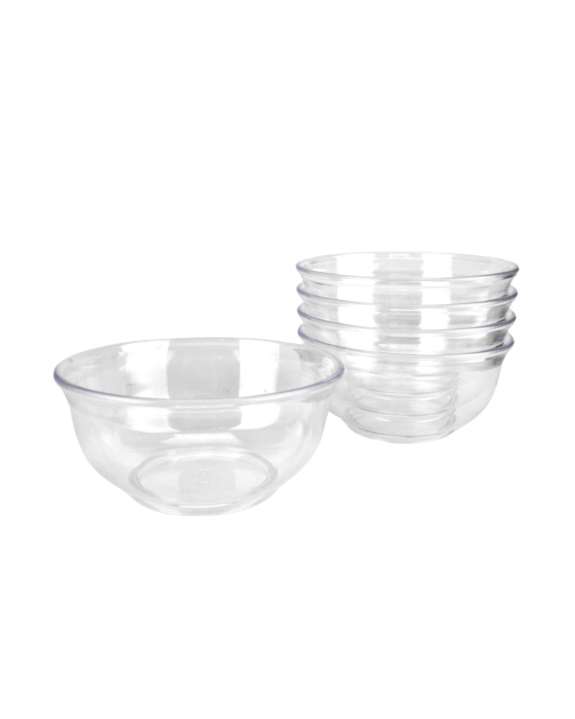 1 Party Maker Round Snack Bowls 10cm Pack of 5 - Clear, 1 of 5