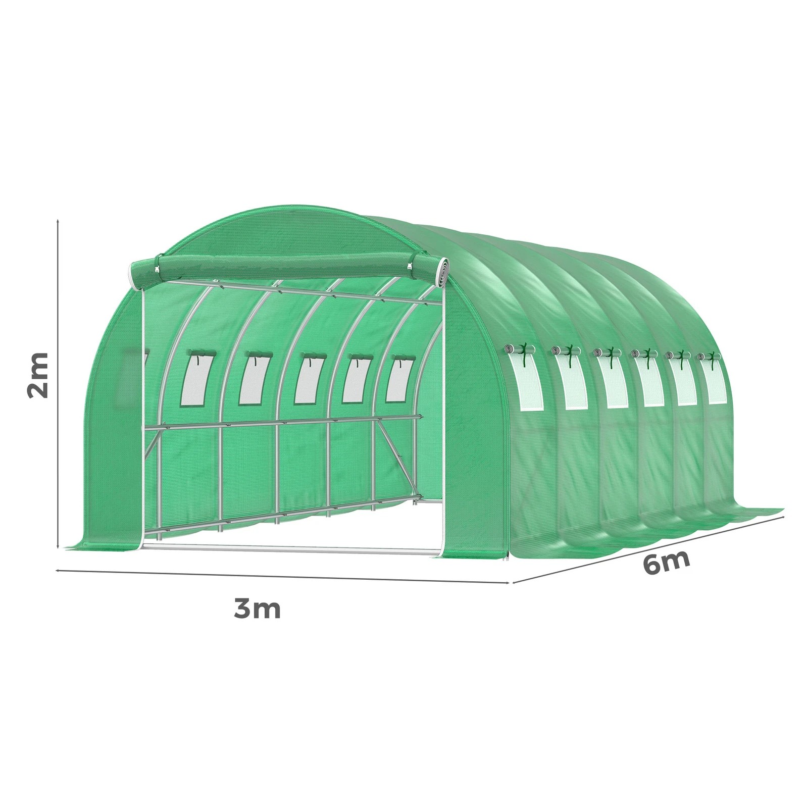 3 Alfordson Greenhouse Dome Shed Green House 6x3x2M - Green, 3 of 6