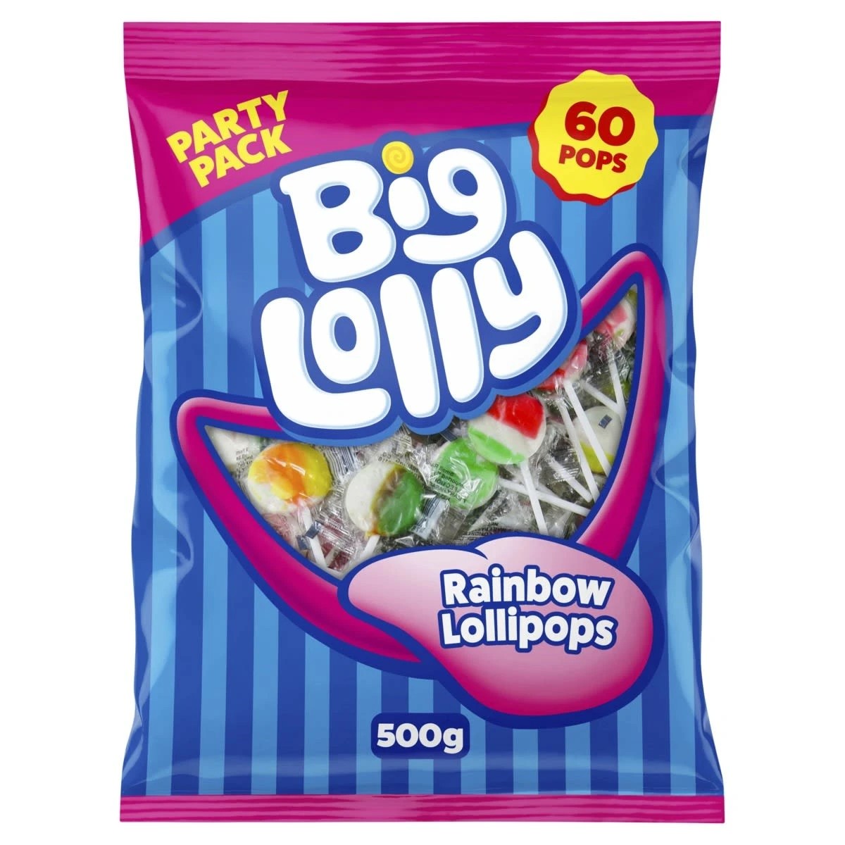 1 60 Pack Big Lolly Party Pops 500g, 1 of 2