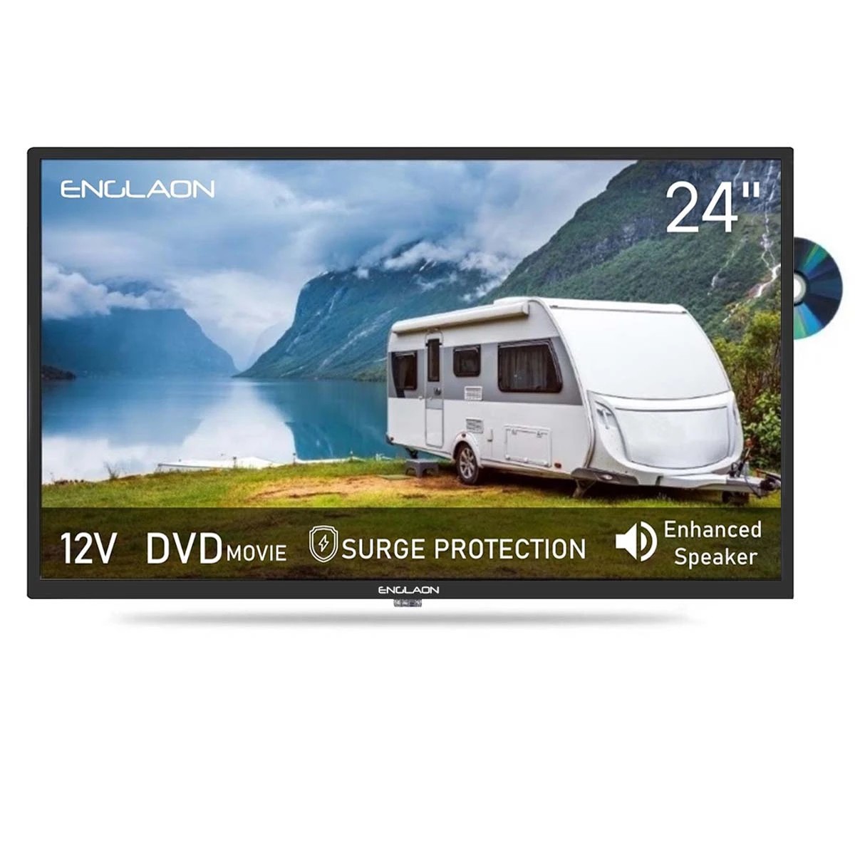 2 ENGLAON 24″ HD LED 12V TV with Built-in DVD player - Black, 2 of 10