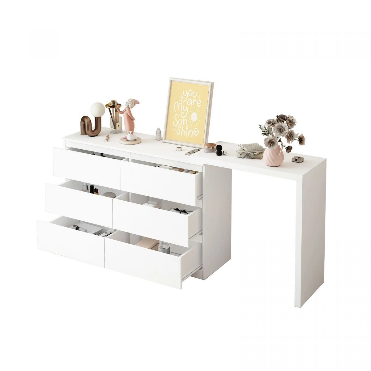 1 AUSWAY 6 Chest of Drawers Dresser Makeup Vanity Table, 1 of 7
