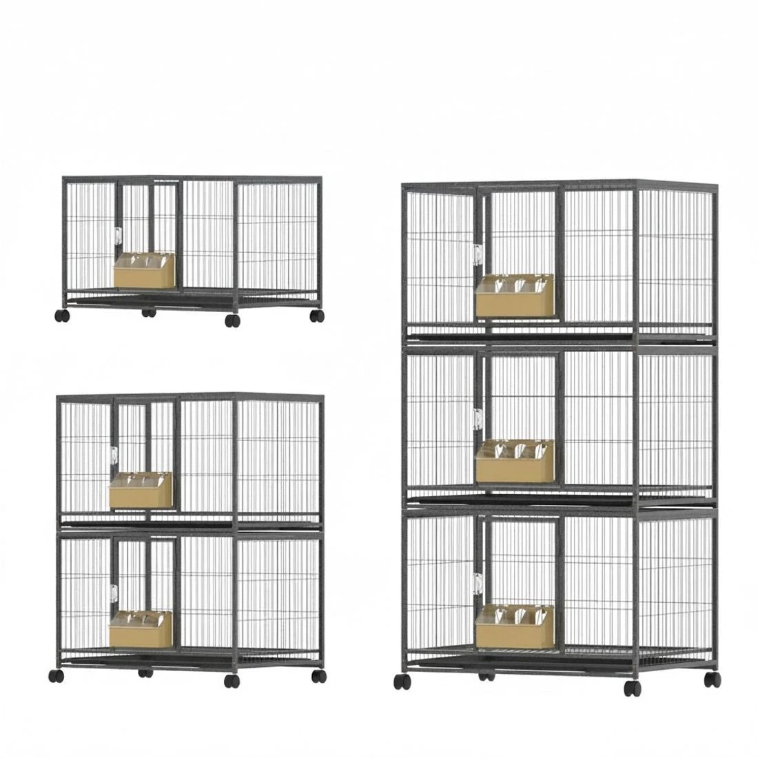 5 i.Pet Bird Cage Large Bird Cages Aviary Budgie Perch Cage Parrot Pet Stand Wheels - Black, 5 of 6