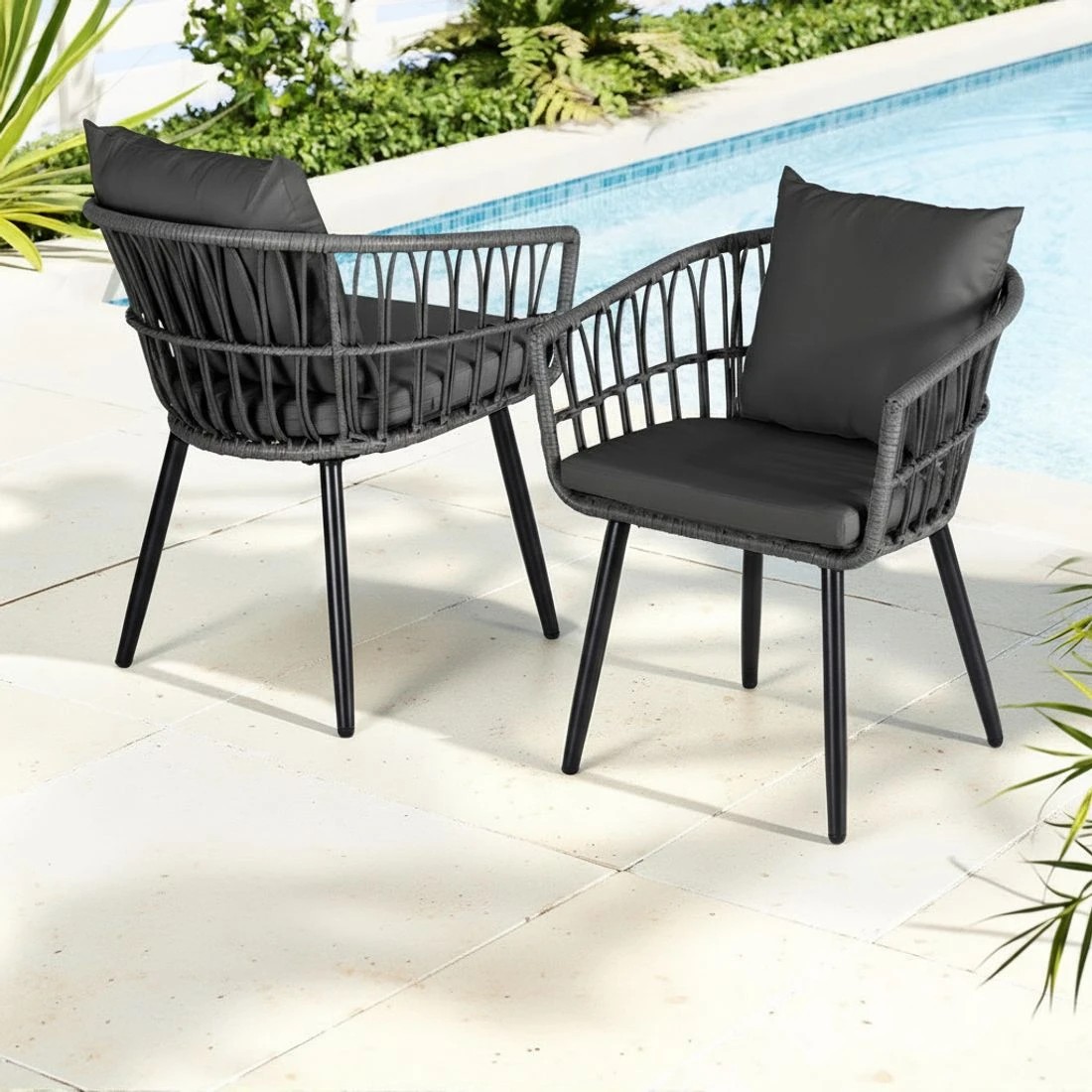 5 Gardeon 3PC Outdoor Bistro Set Patio Furniture Lounge Setting Table and Chairs - Grey, 5 of 6
