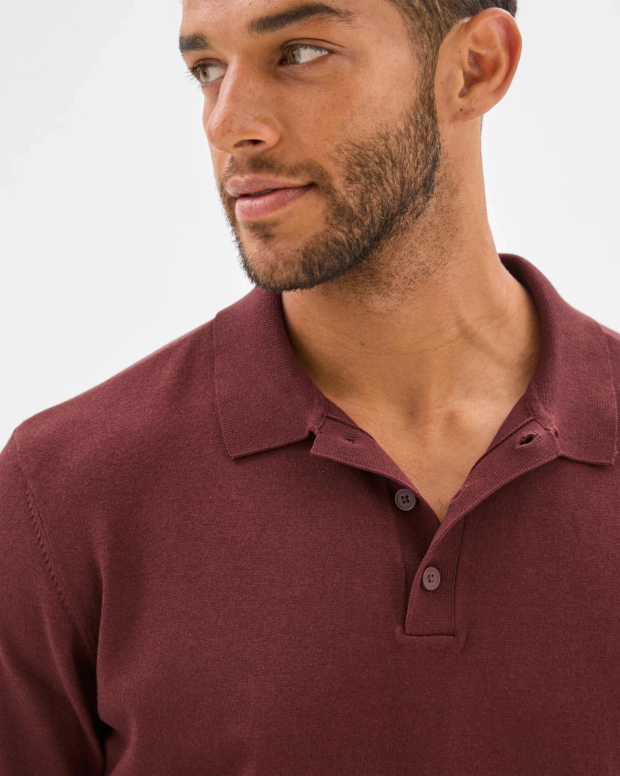 5 Preview Knit Polo Top BITTER CHOC, 5 of 9