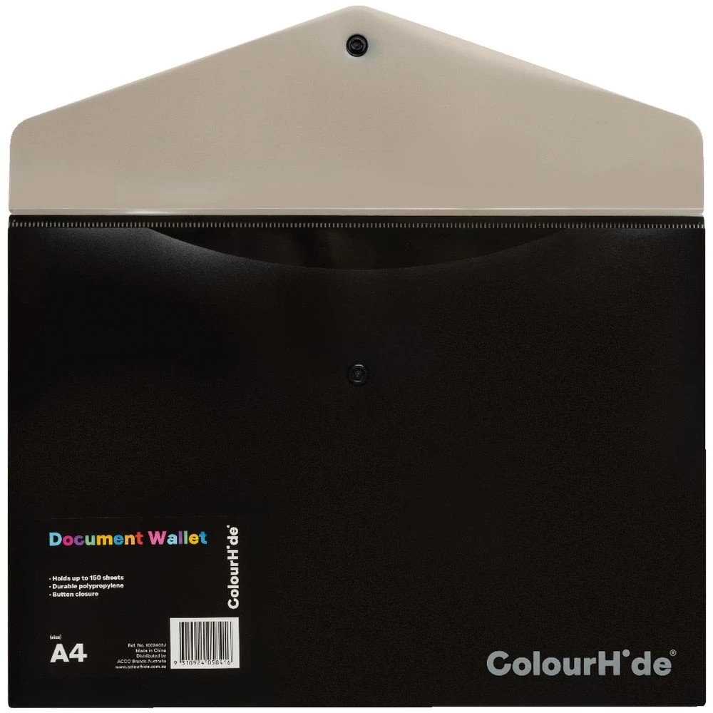 2 ColourHide A4 Document Wallet Black/Grey, 2 of 4