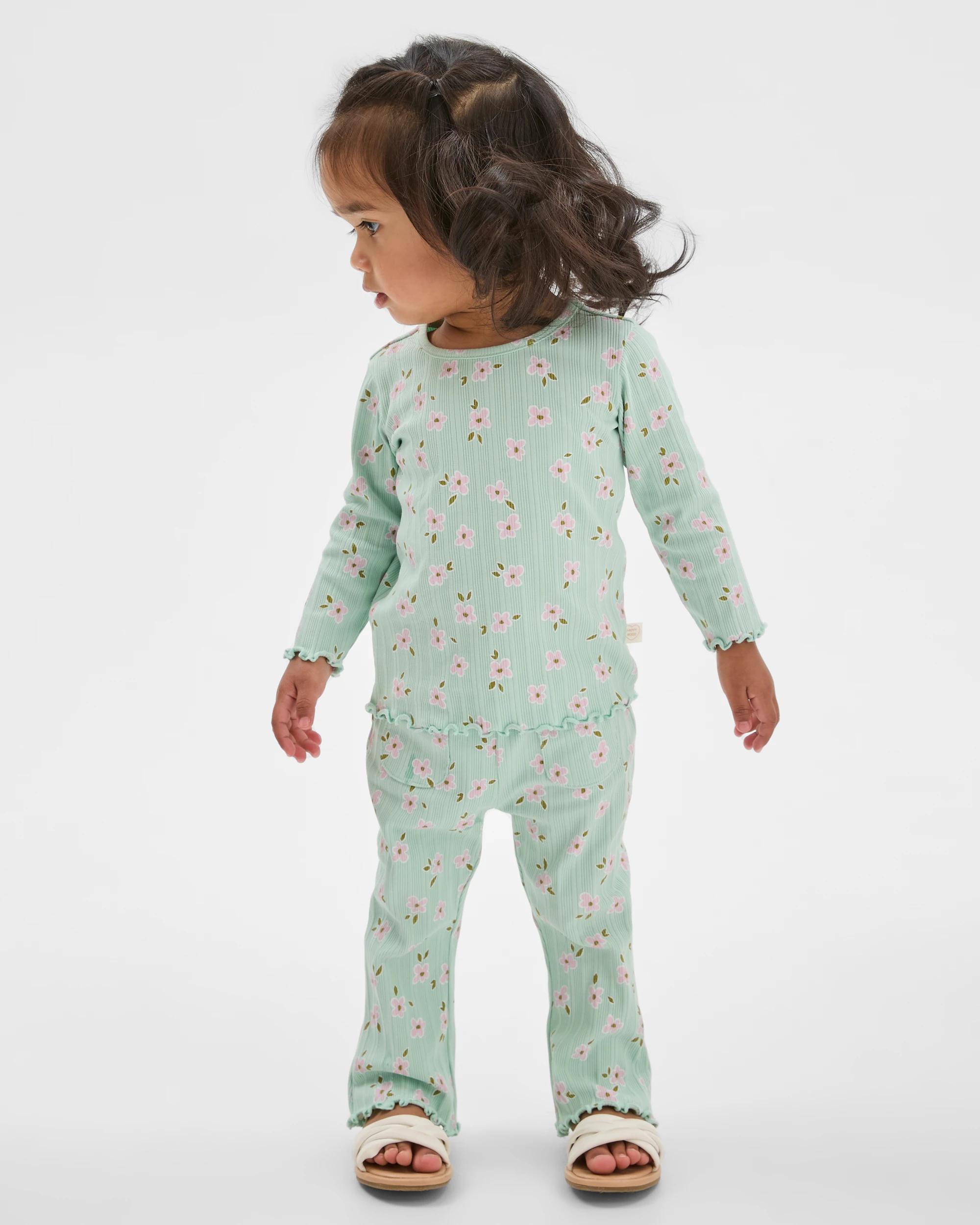 1 Target Baby Organic Cotton Ribbed Pocket Front Flare Leggings GREEN DAISY, 1 of 5