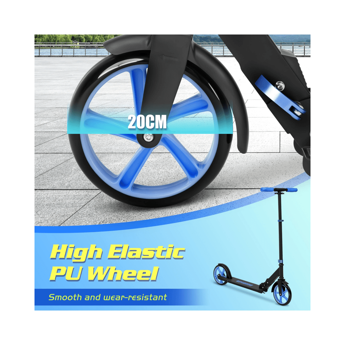 4 Advwin Folding Kids Kick Scooter w/ Big Wheel & Adjustable Height Blue, 4 of 9