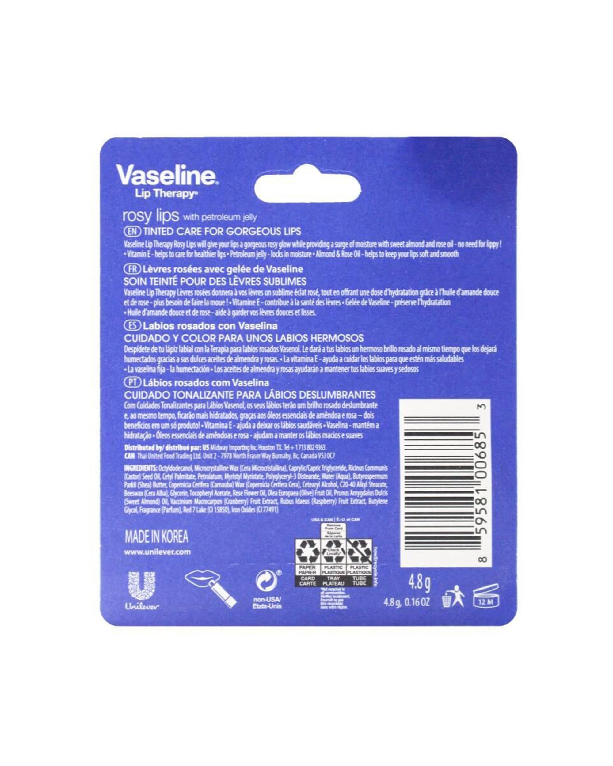 3 Vaseline 6PK 4.8g Lip Therapy Rosy Lips With Petroleum Jelly - Red, 3 of 4
