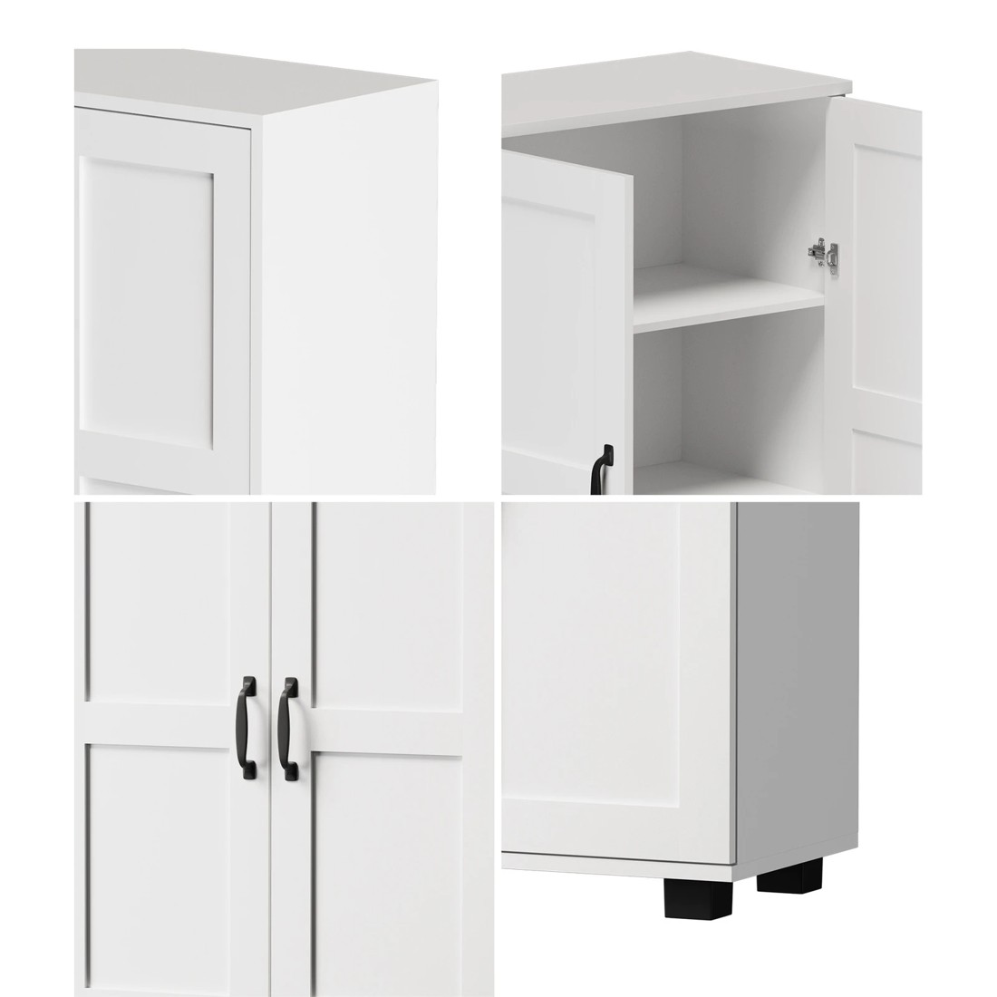 4 Oikiture Storage Cabinet Buffet Sideboard 2 Door Cupboard
 - White, 4 of 9