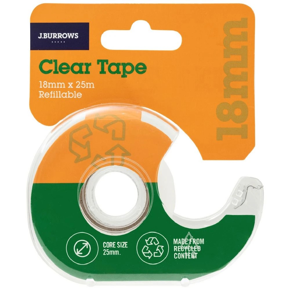 1 J.Burrows Clear Tape with Dispenser 18mmX25m, 1 of 2