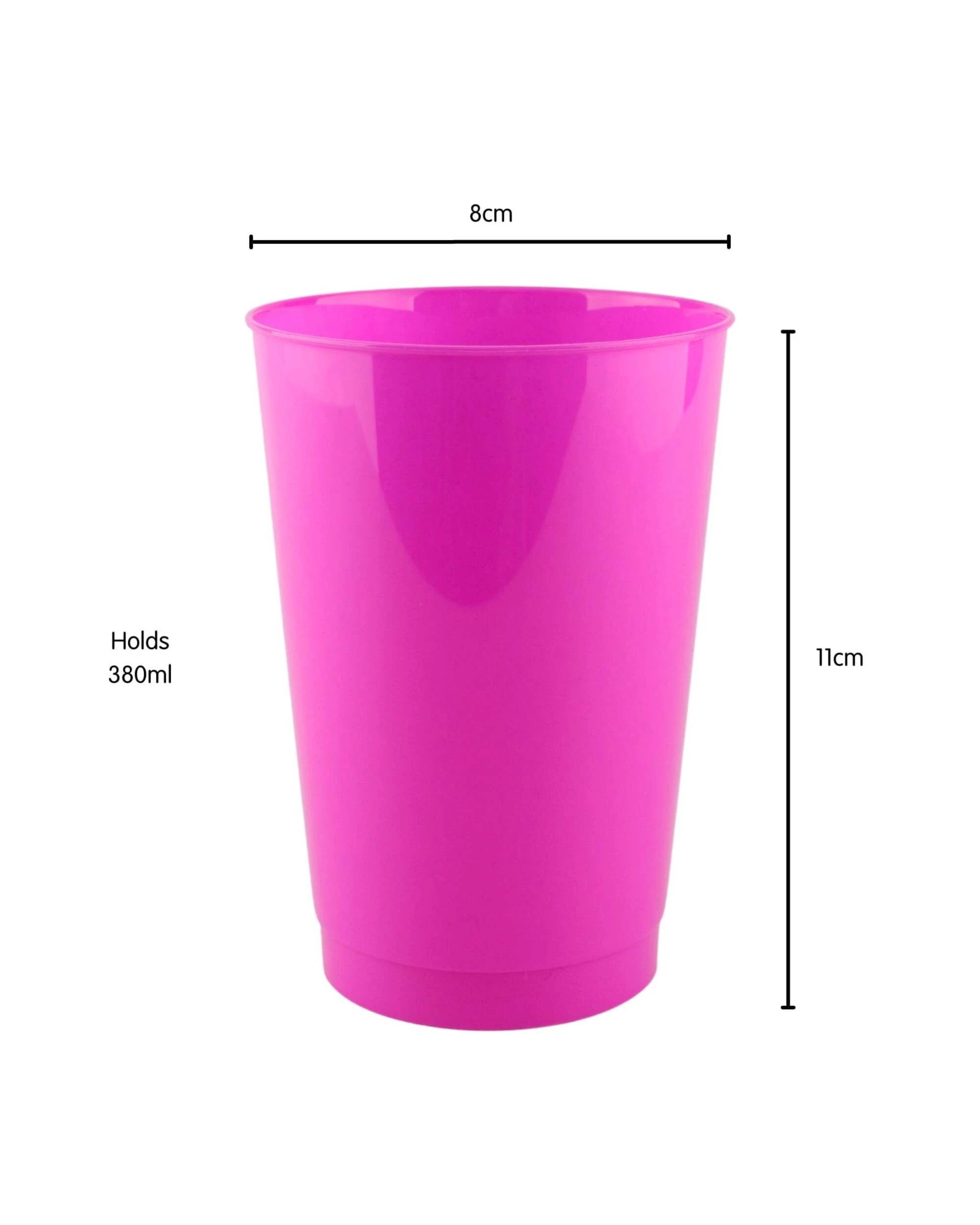 2 Partyware Fuchsia Pink Plastic Reusable Cups 380ml Pack of 10 - Fuchsia Pink, 2 of 3