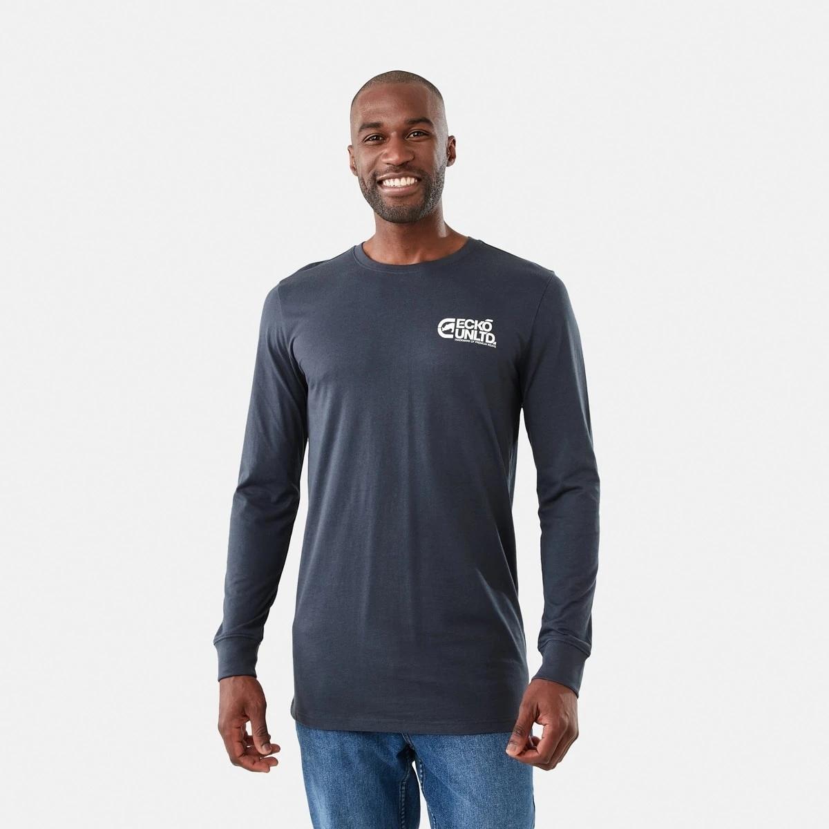 1 Ecko License Long Sleeve Graphic T-shirt Blu Ombre, 1 of 6