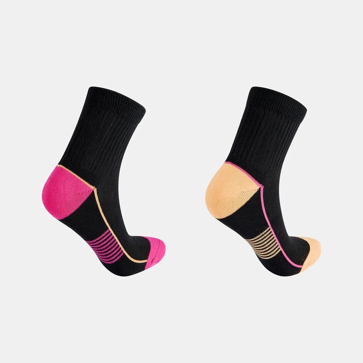 2 5 Pack  Active Terry Quarter Crew Socks BLACK, ORANGE, PINK, 2 of 3