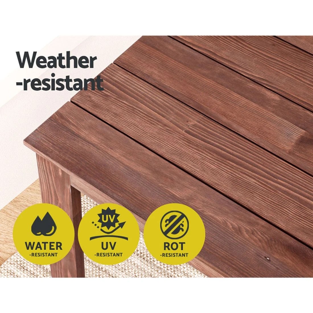 7 Gardeon Coffee Side Table Wooden Desk Outdoor Furniture Camping Garden - Brown, 7 of 7