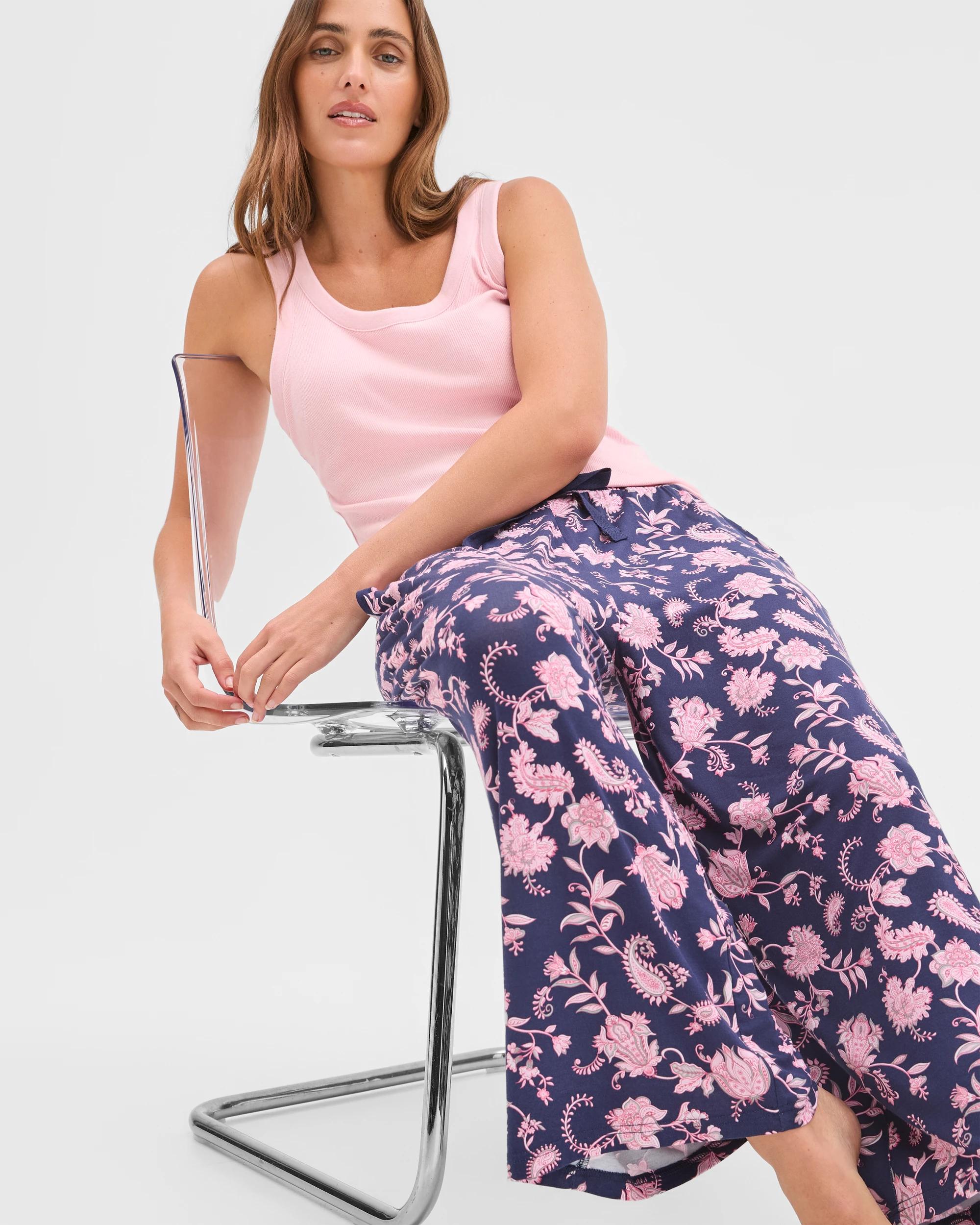 1 Target Soft Comfort Bamboo Culotte Sleep Pants NAVY PAISLEY, 1 of 4