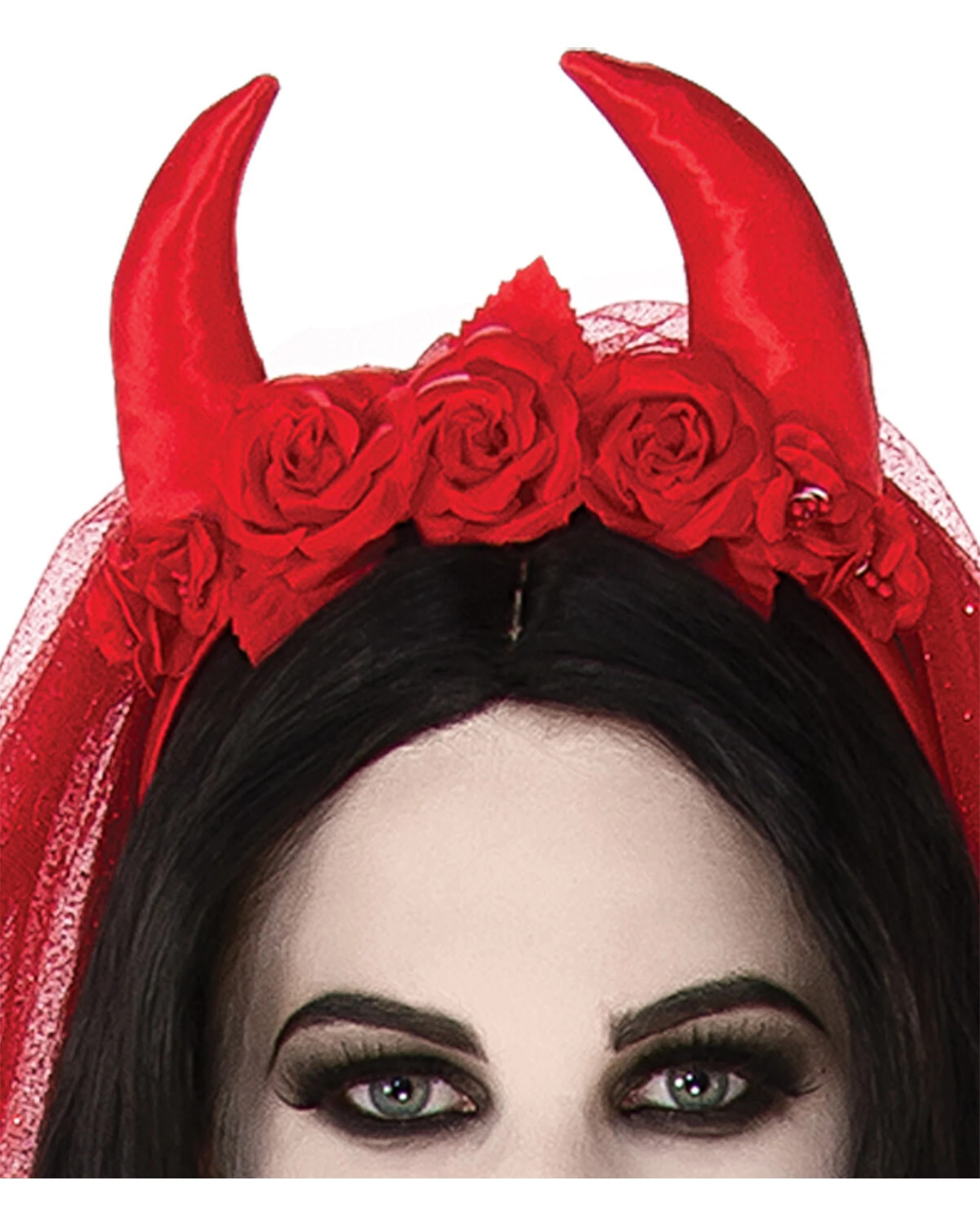 3 Rubies Villainous Veil Women Headpiece Adult Costume Accessory - Red, 3 of 3