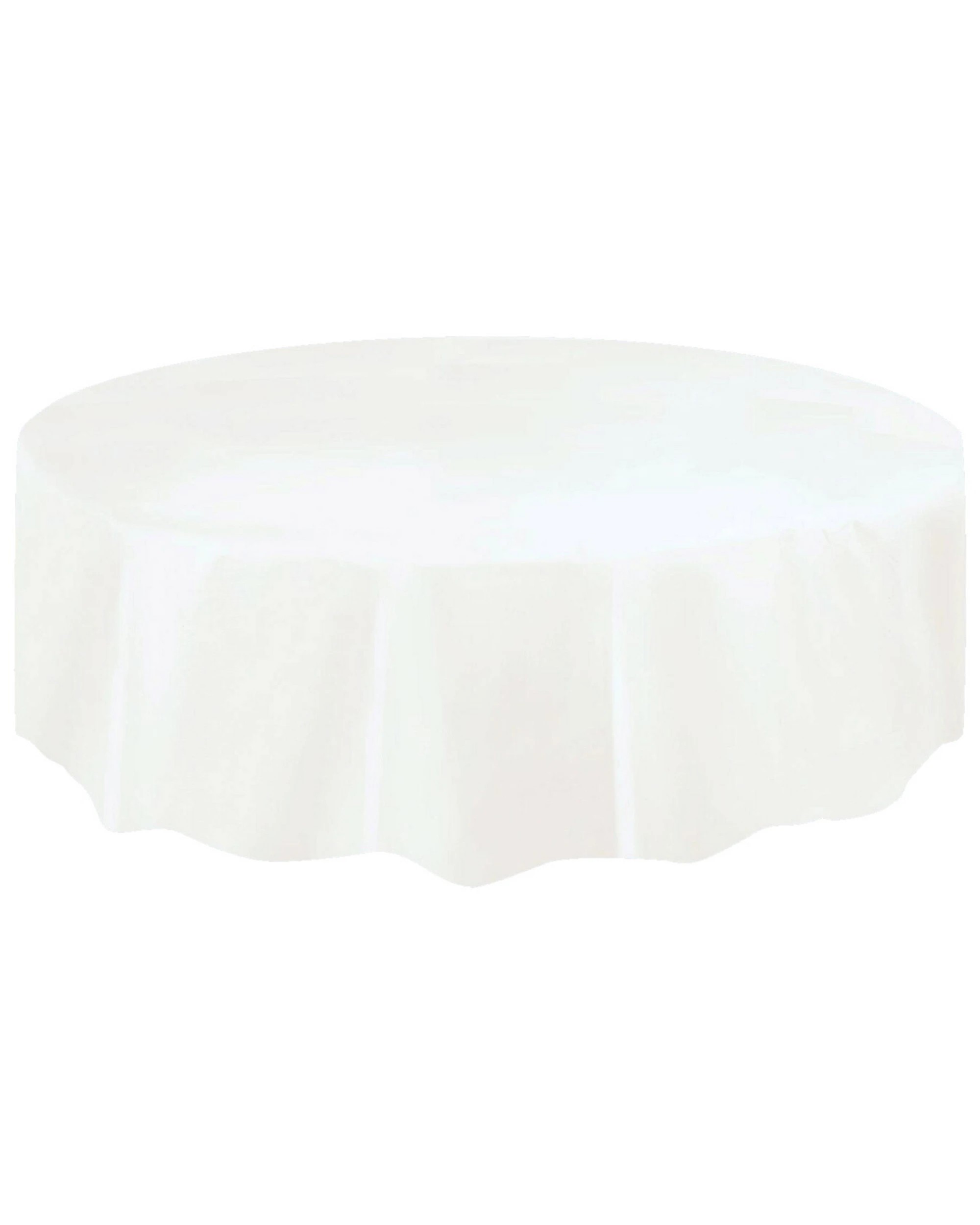 1 White Round Plastic Tablecloth - White, 1 of 2