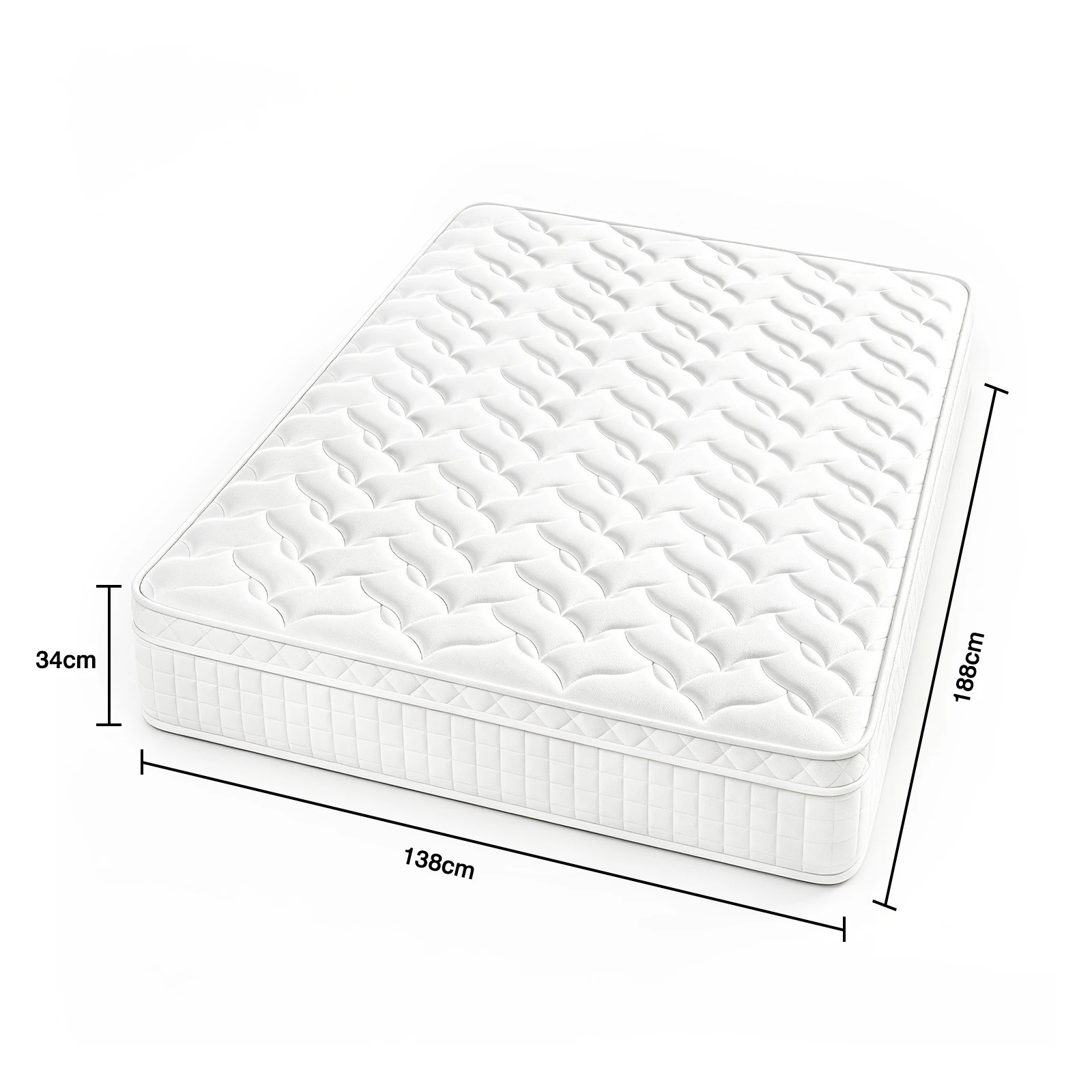 3 Advwin 34CM Hybrid Mattress with Memory Foam & Individual Pocket Springs Double Size - White, 3 of 9