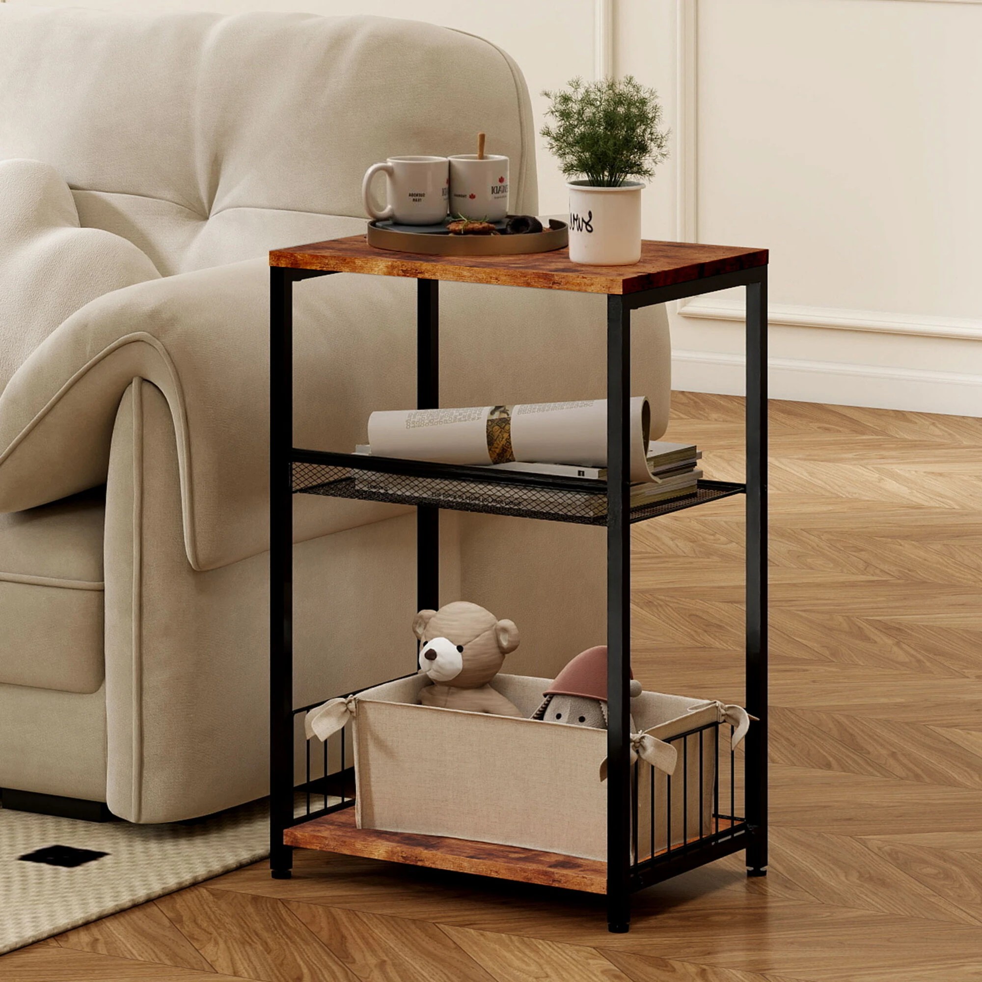 8 Levede Side Table  3 Tier Vintage - Brown, 8 of 9