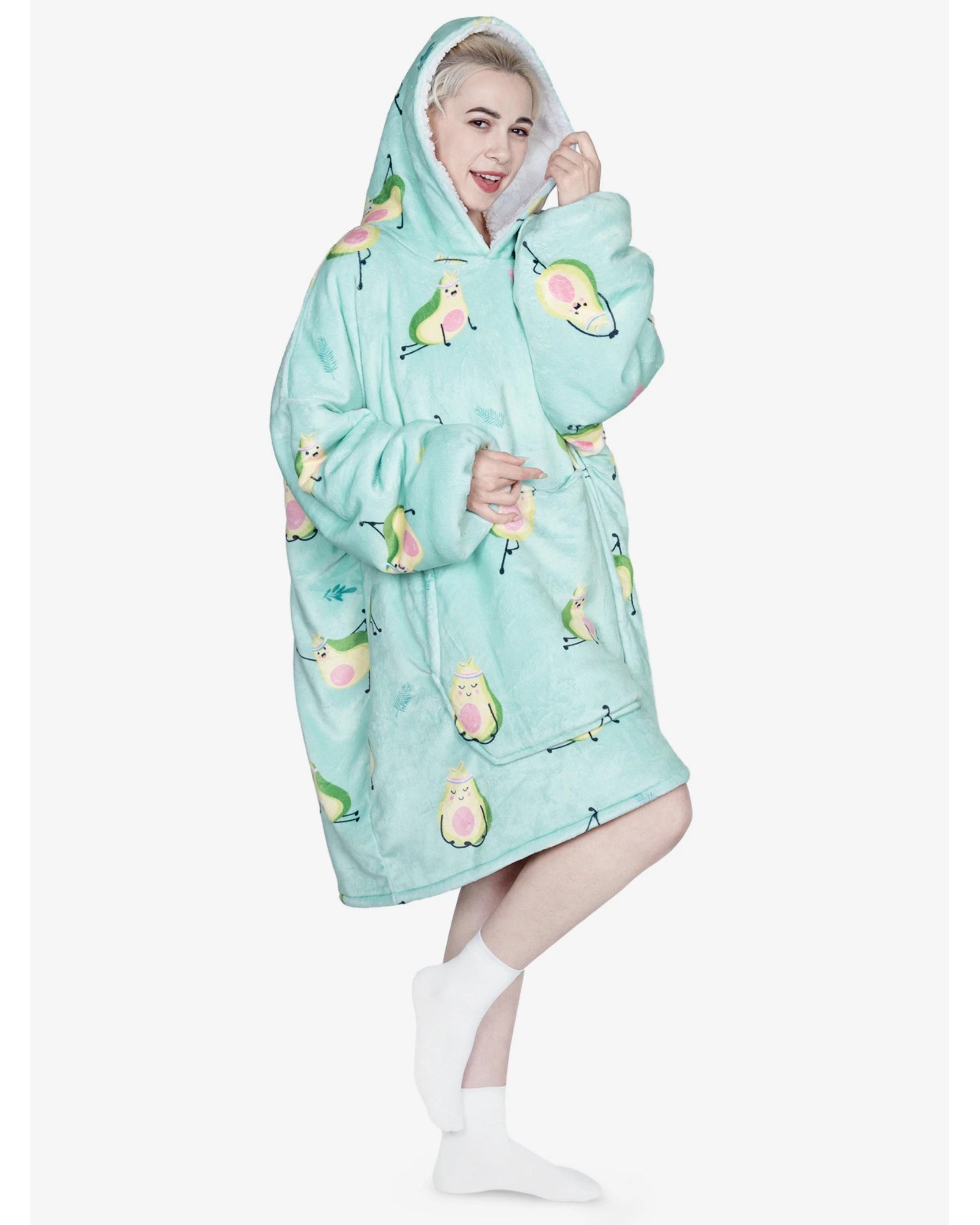 1 Advwin Winter Wearable Blanket Hoodie Adult Pink Point YOGA AVOCADO, 1 of 5