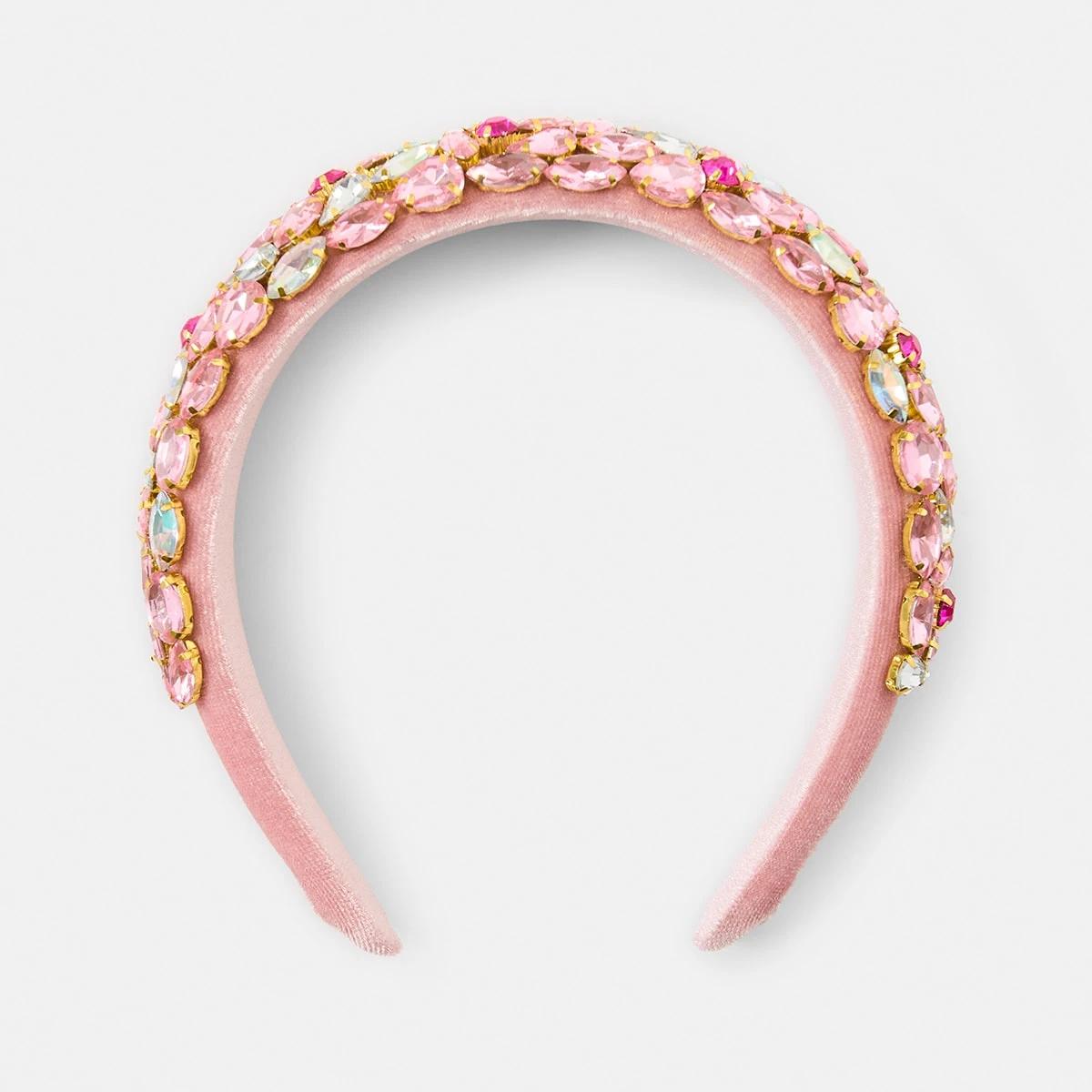 3 Statement Diamante Headband Pink, 3 of 5