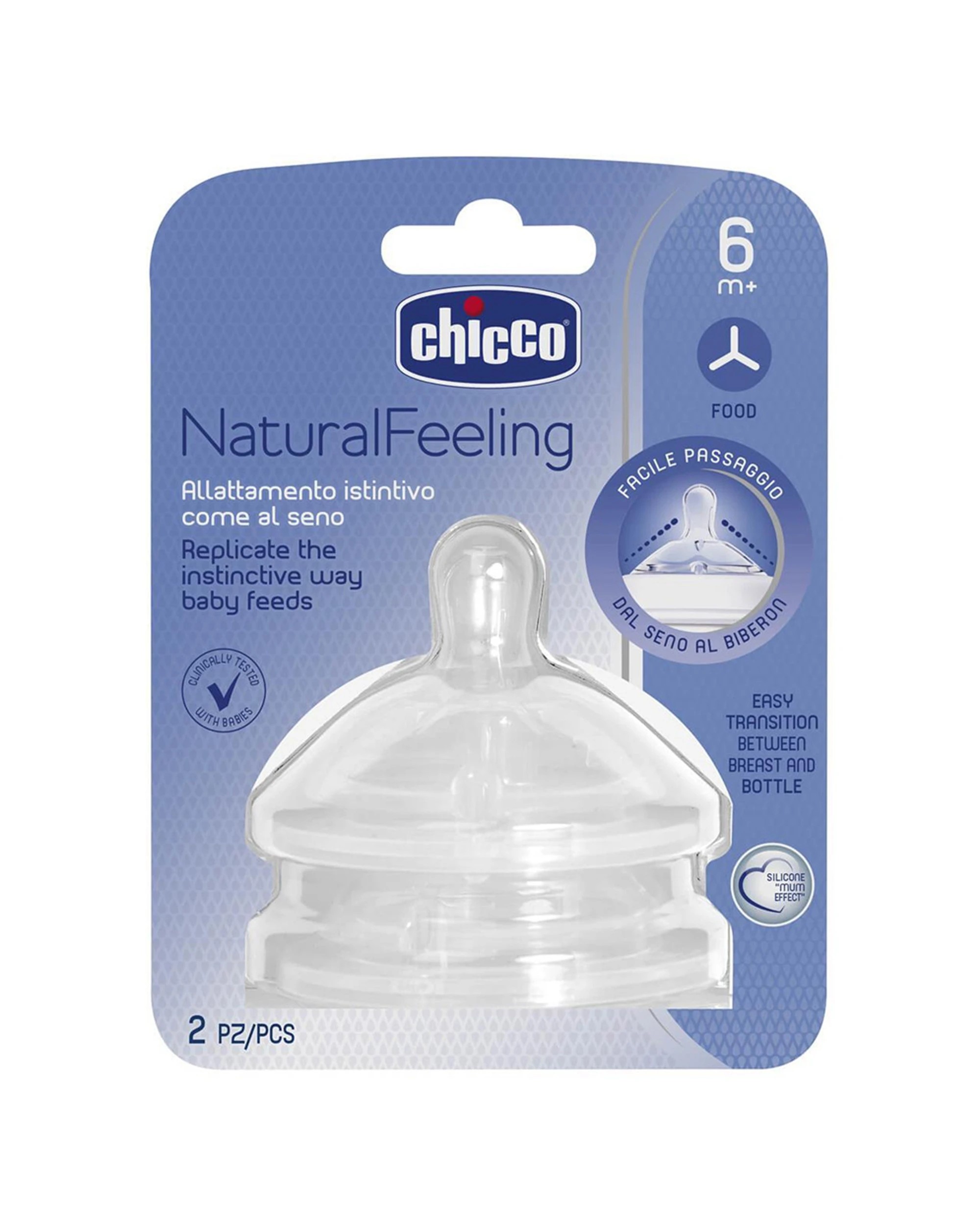 2 Chicco 2pc Nursing Baby NaturalFeeling Food Flow Silicone Teat Feeding - Multi, 2 of 2