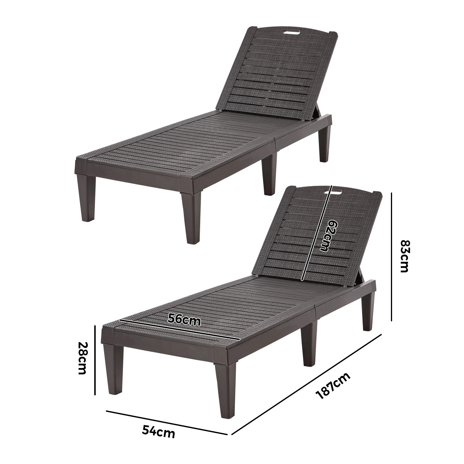 2 Livsip 2-Piece Sun Lounger Adjustable Recliner Chairs Patio Outdoor Furniture - Brown, 2 of 7