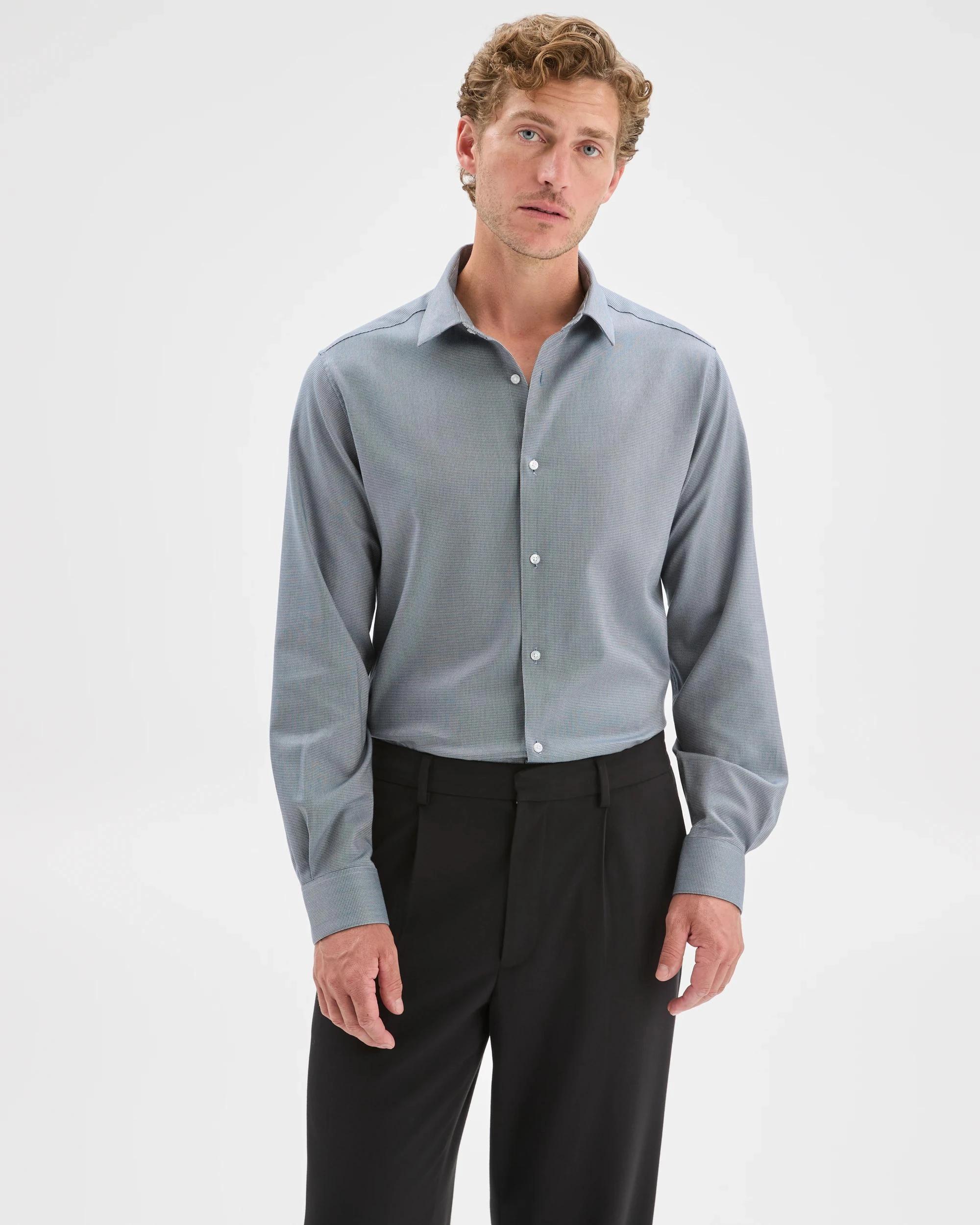 2 Preview Australian Cotton Textured Business Shirt FOREST GREEN, 2 of 7