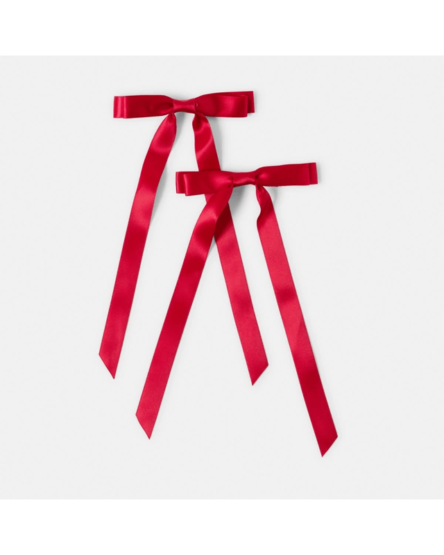 2 Pack Red Bow Slide Hair C