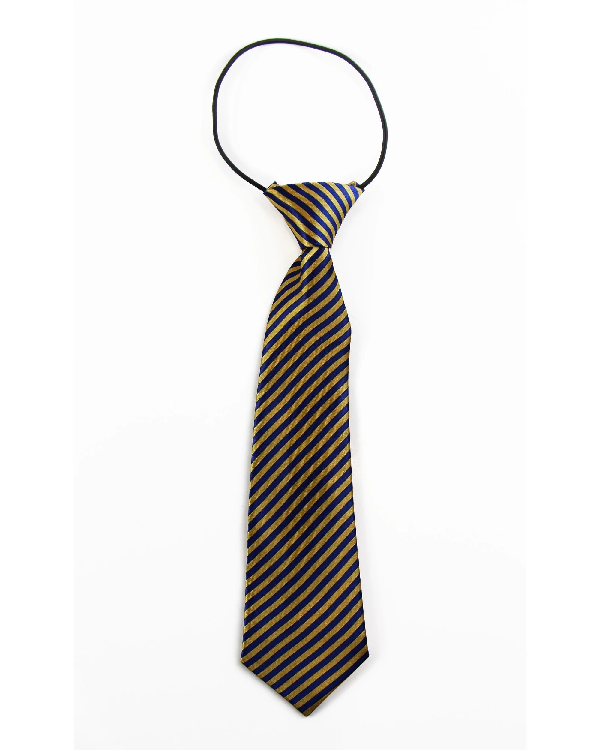 2 Zasel Kids Boys Blue & Yellow Diagonal Patterned Elastic Neck Tie, 2 of 2