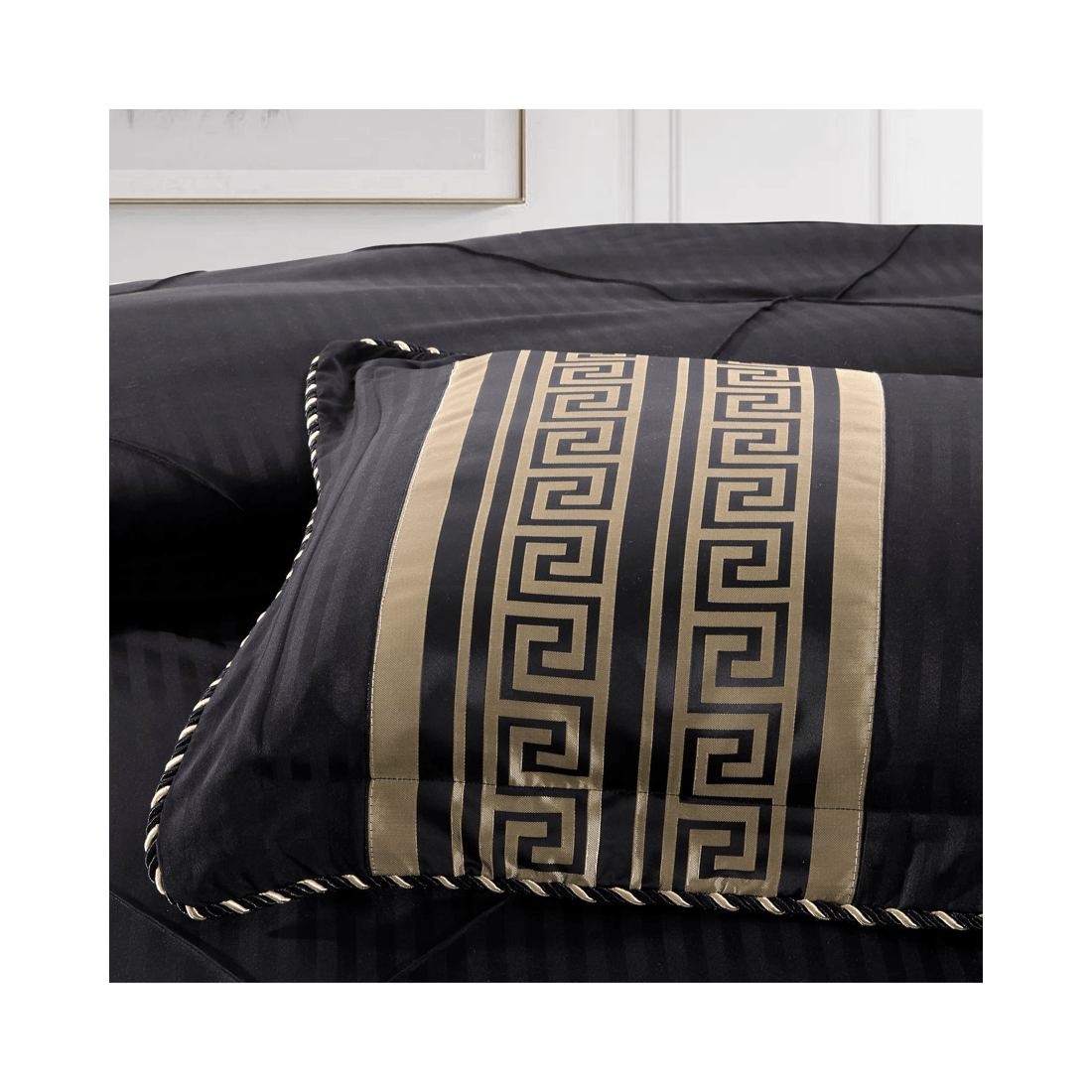 4 Bianca Bedding Raffaello Black and Gold 6-Piece Quilted Comforter Set, Queen - Black, 4 of 7