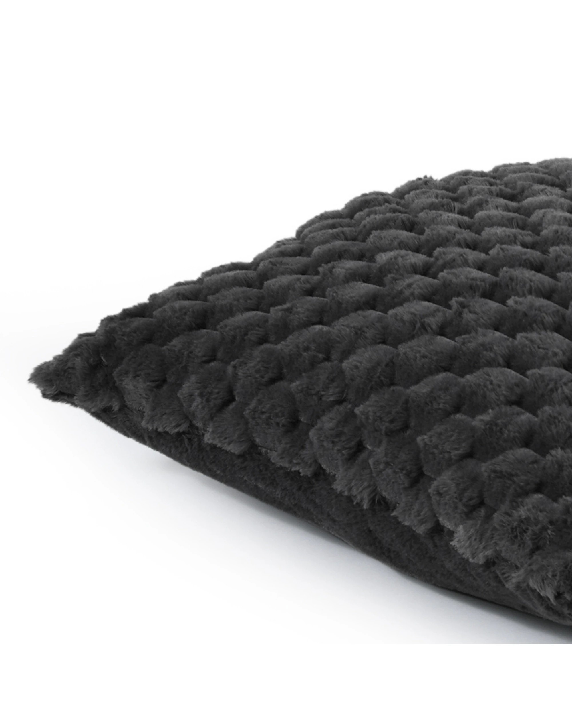 3 Dreamaker Emmett Textured Faux Fur Cushion 50x50cm - Charcoal, 3 of 6