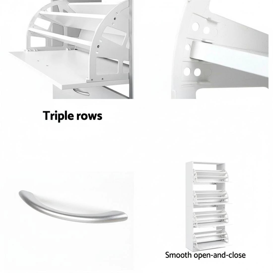 4 Artiss Shoe Rack Cabinet 60 Pairs 4 Doors - White, 4 of 6