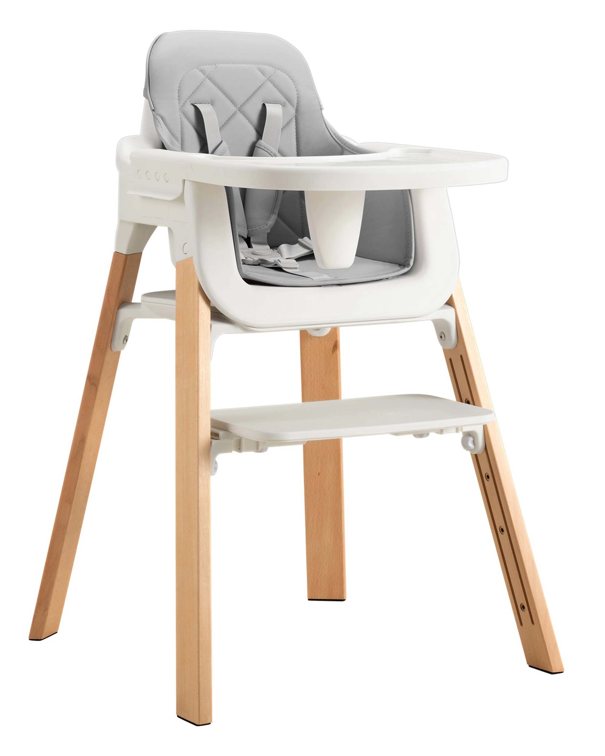 3 PlayPals 3-In-1 Baby High Chair Wooden Feeding Chair Toddler Chair Grey for 6M-12Y, 3 of 9