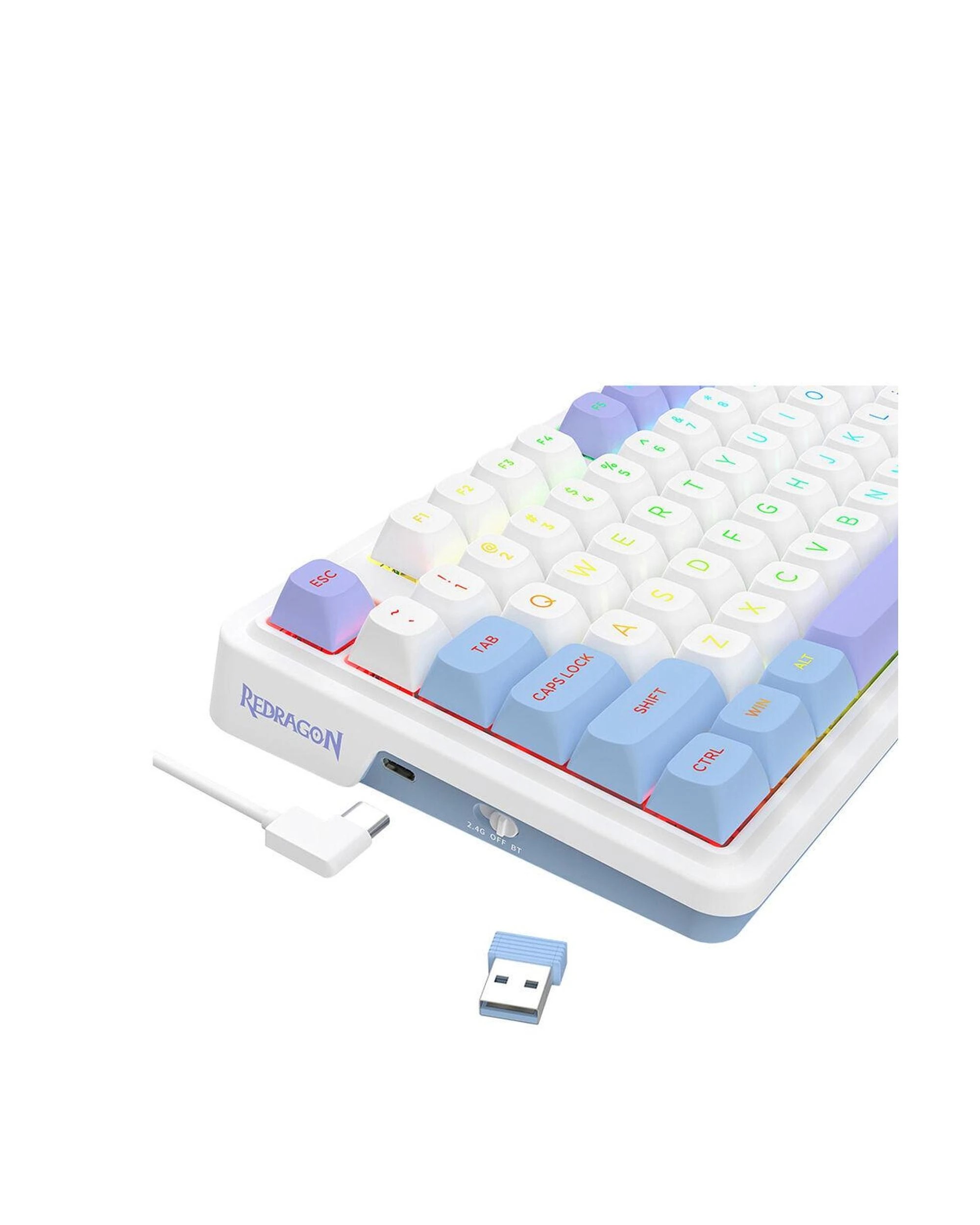 7 Redragon UCAL K673WBP Max WhitePurple 75% Gasket Wireless Mechanical Keyboard, 7 of 9