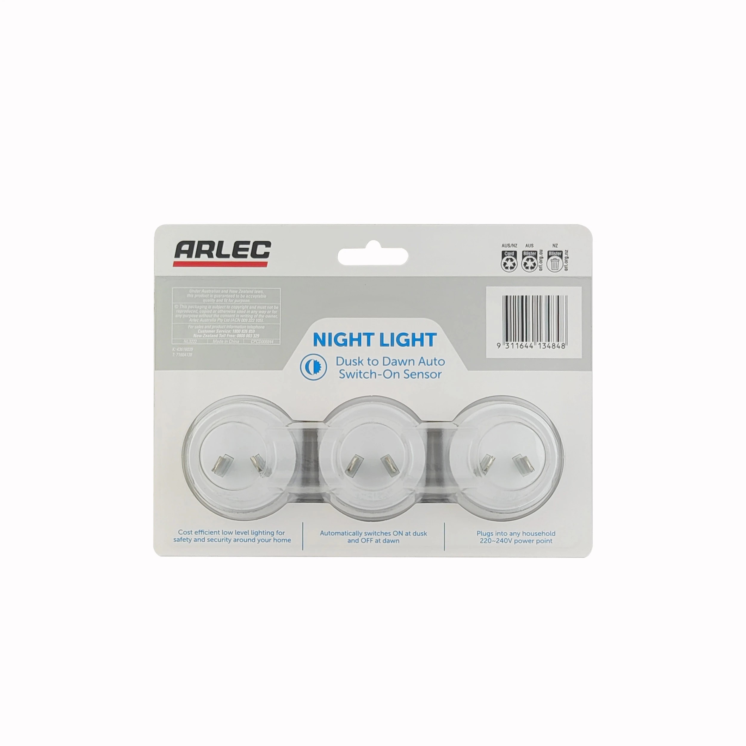 3 3 Pack Arlec Mini Plug In Night Light with Day Light Sensor, 3 of 5