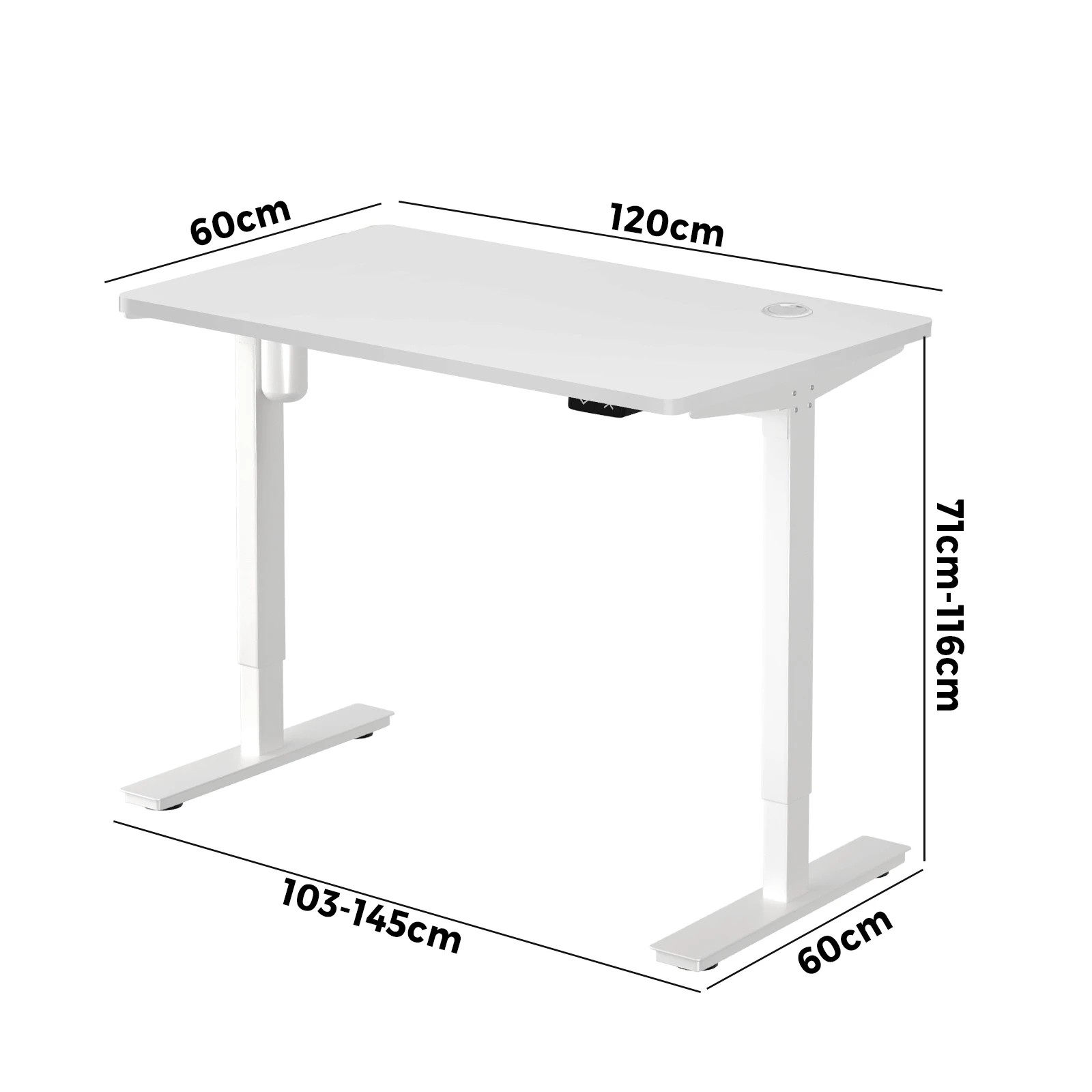 4 Oikiture 120cm Electric Standing Desk Single Motor Height Adjustable Sit Stand Table Top
 - White, 4 of 4
