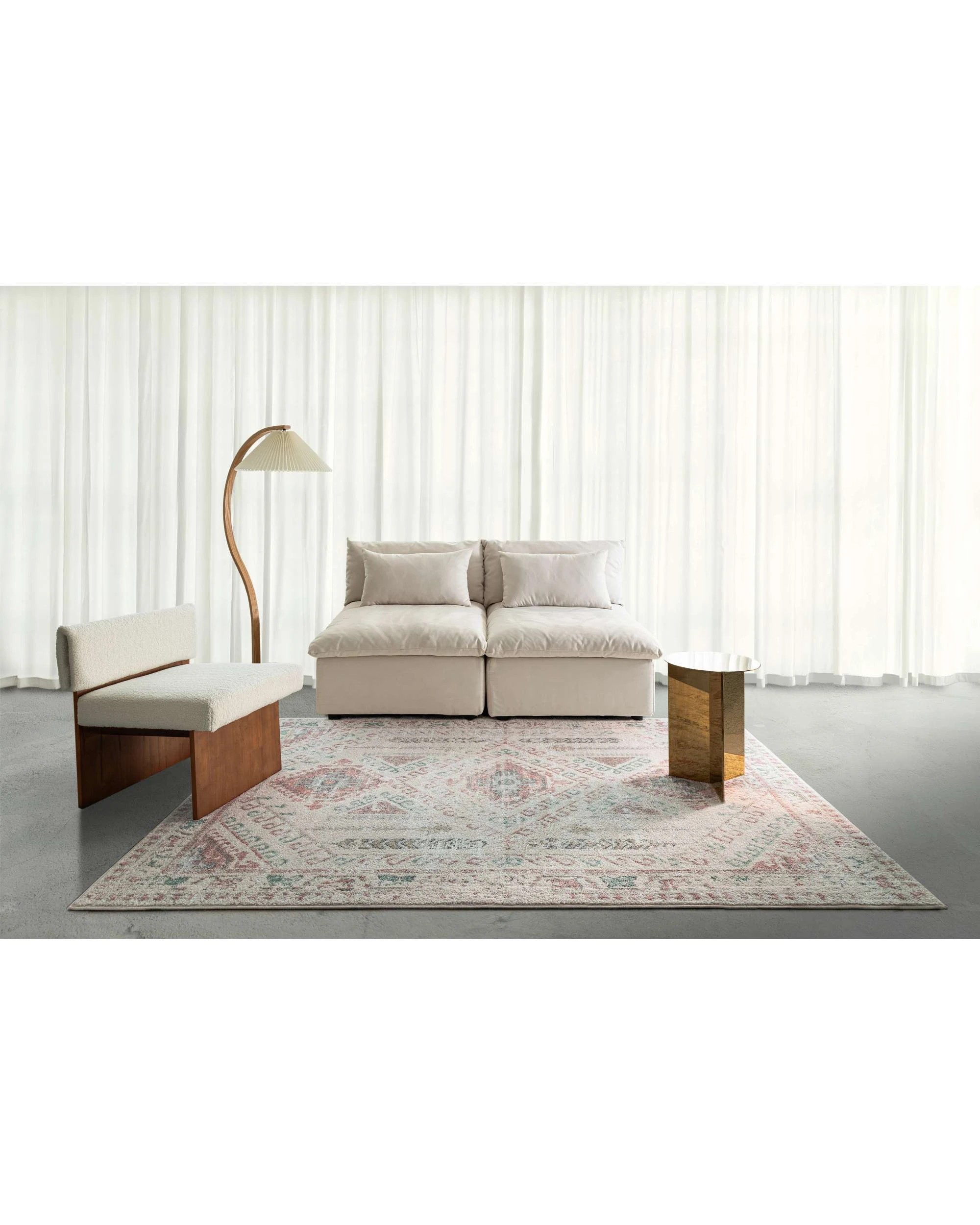 2 Loopsie Ballina Traditional Medallion Rug-230cm x 160cm - White, 2 of 8