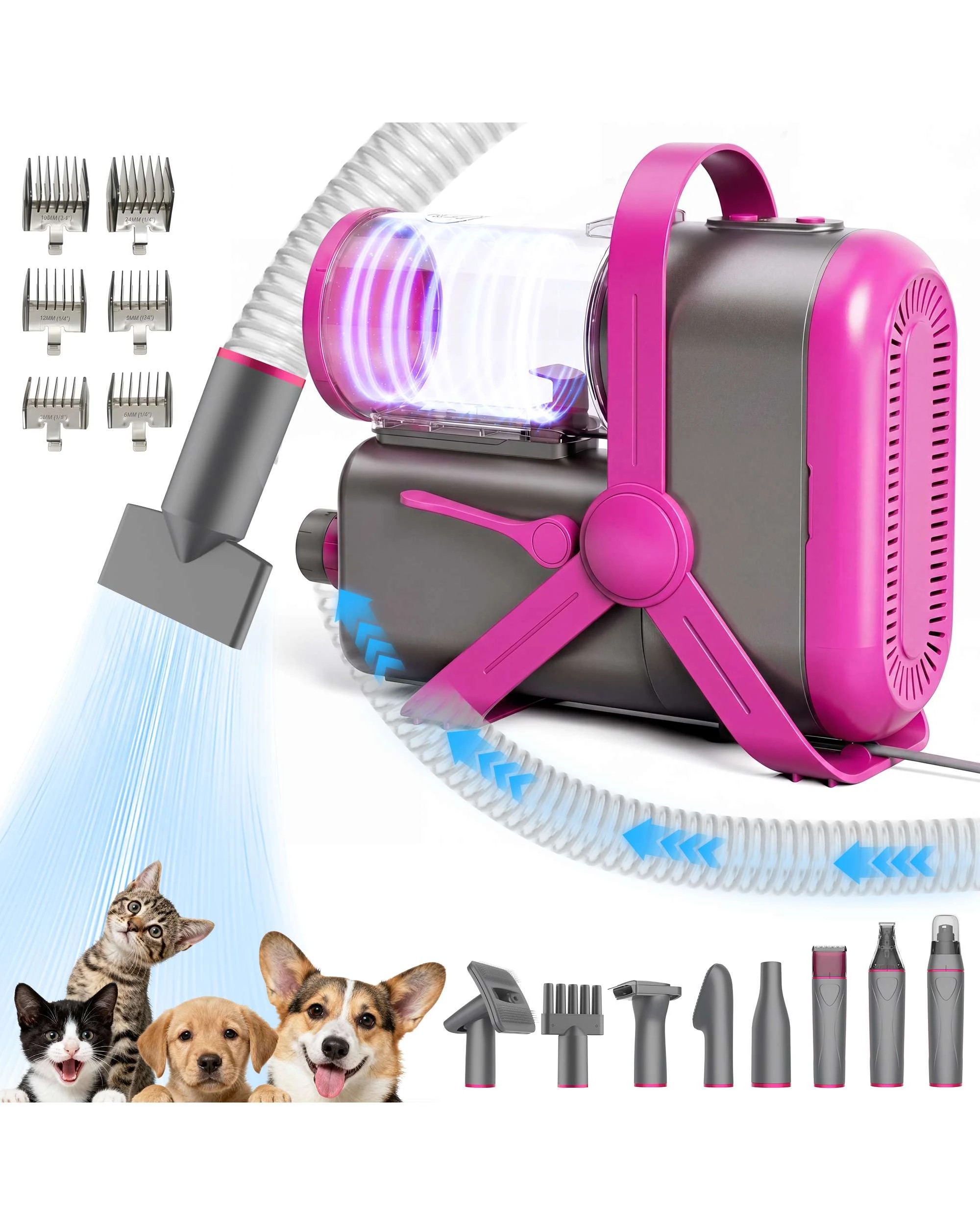 1 Advwin 9-in-1 Pet Vacuum & Dryer Gromming Kit Pet Hair Dryer, 1 of 7