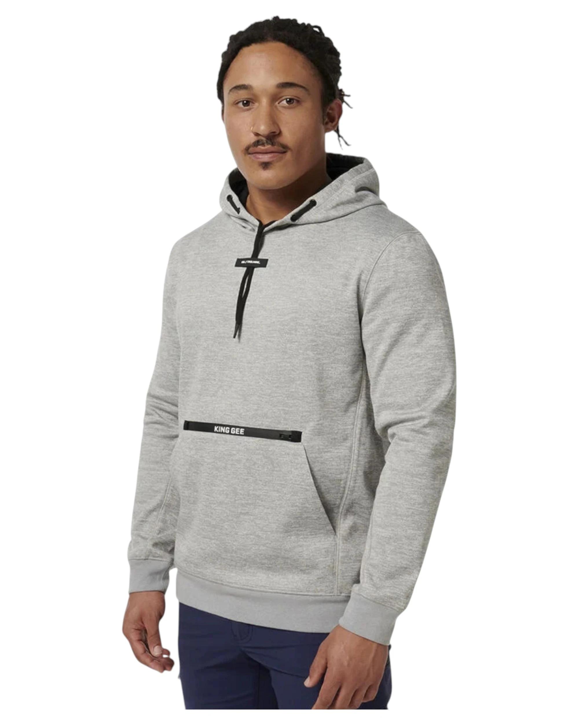 7 KingGee Mens Trademark Tech Pullover Hoodie GREY, 7 of 9