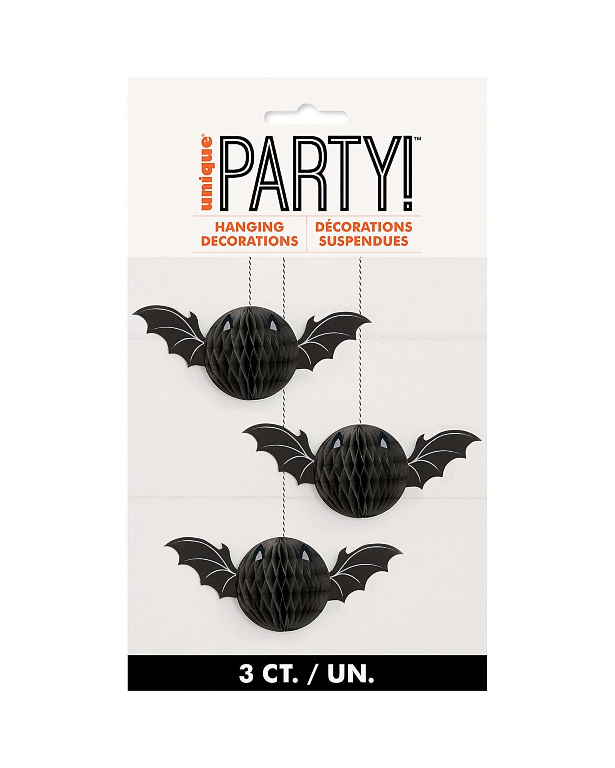 2 Unique Bat Honeycomb Hanging Decorations Pack of 3 - Black, 2 of 2