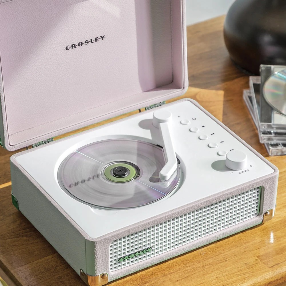 2 Crosley Voyager Portable Retro CD Player with Stereo Bluetooth Speakers, FM Radio - Amethyst - Purple, 2 of 6